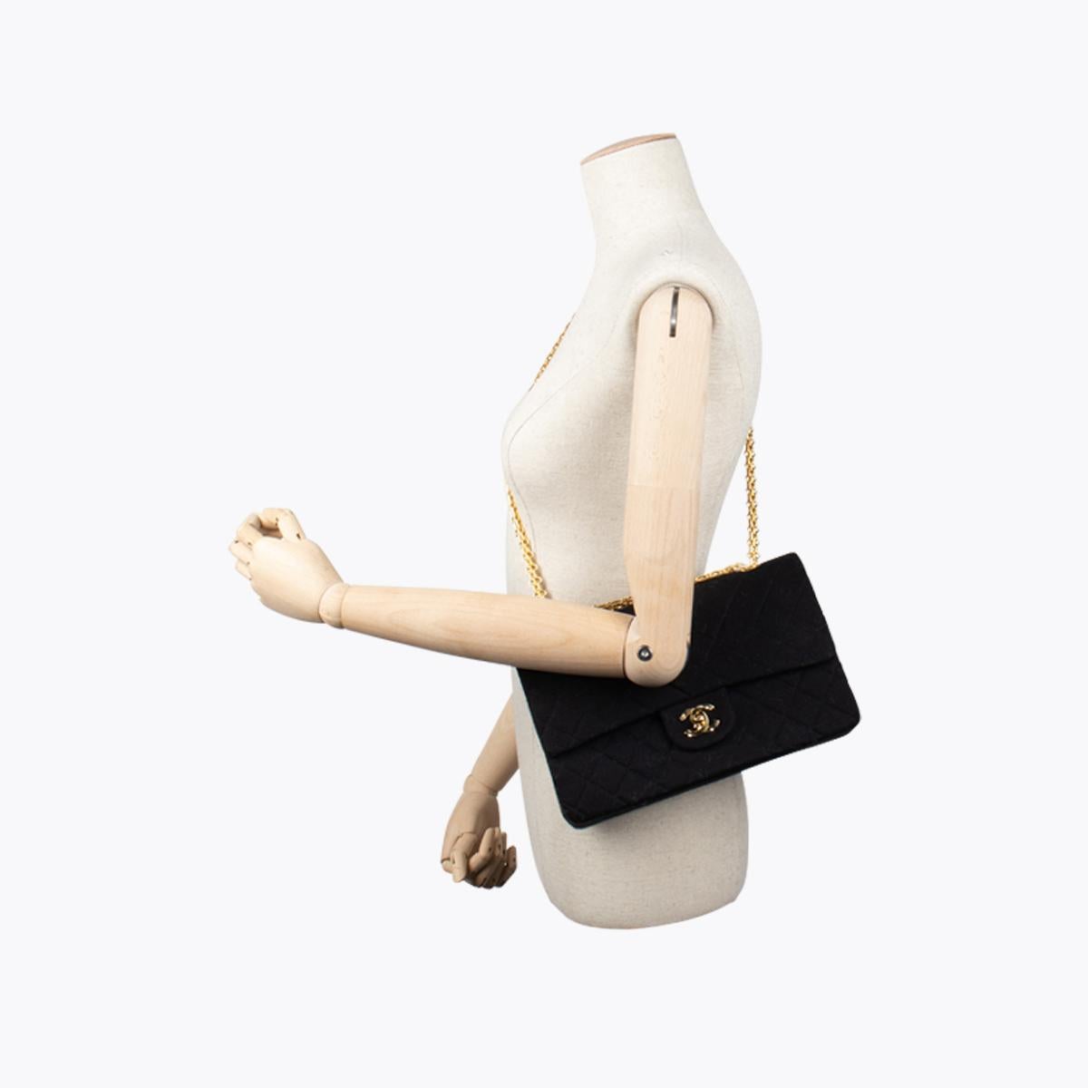 Chanel Classic Medium Jersey Double Flap Bag For Sale 2