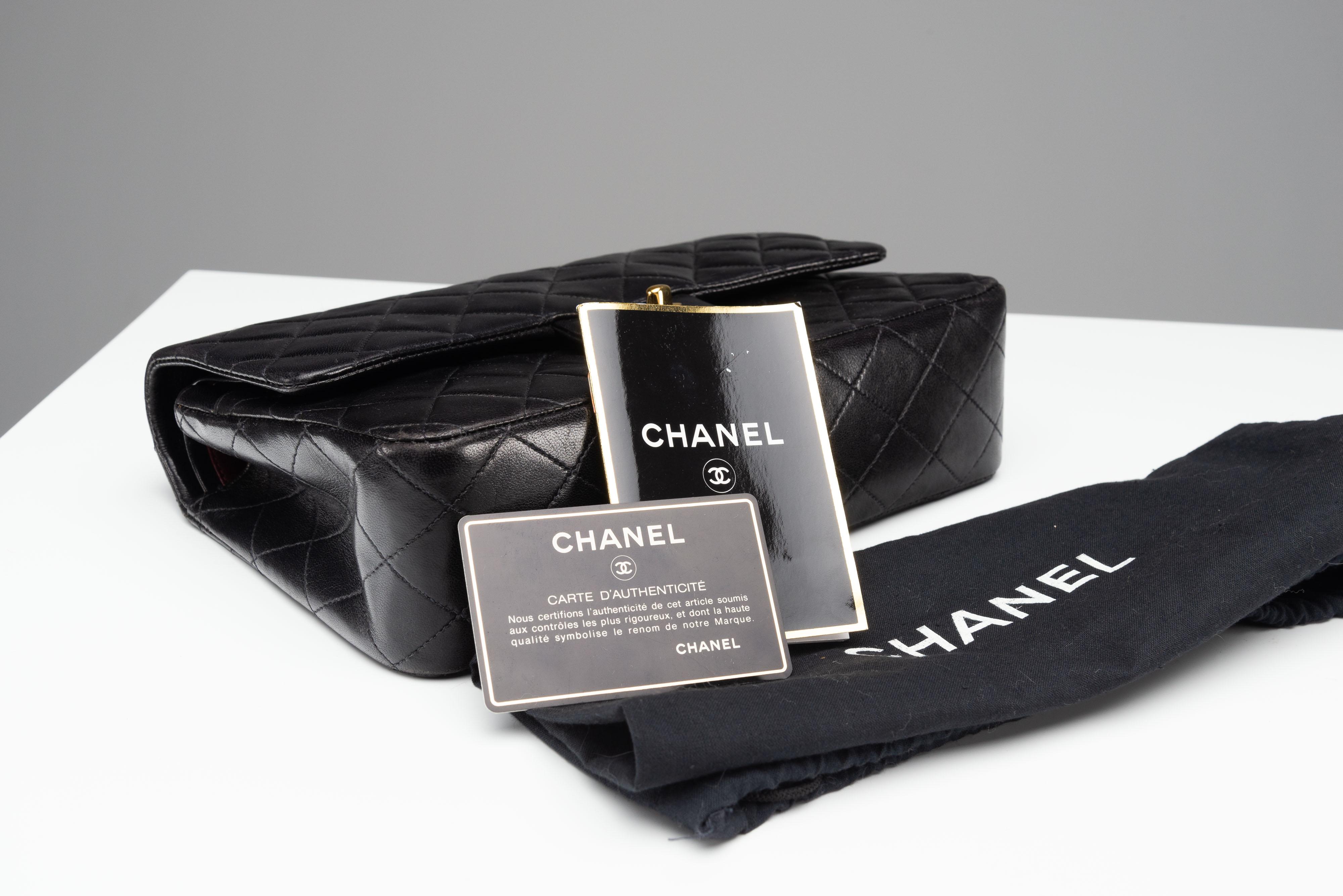 Chanel Classic Medium Lambskin Black 24k gold-plated hardware 7
