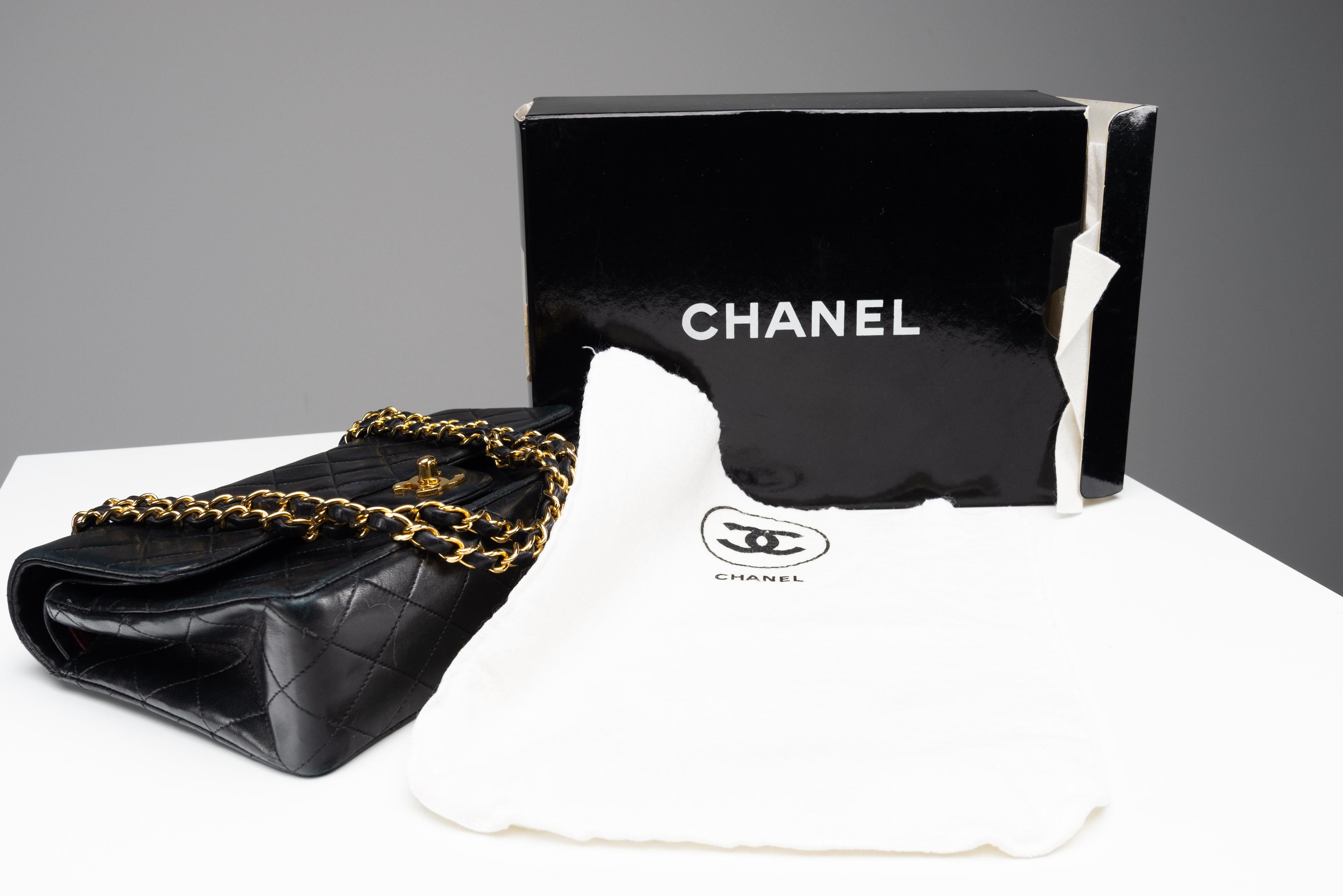 Chanel Classic Medium Lambskin Black 24k gold-plated hardware 9