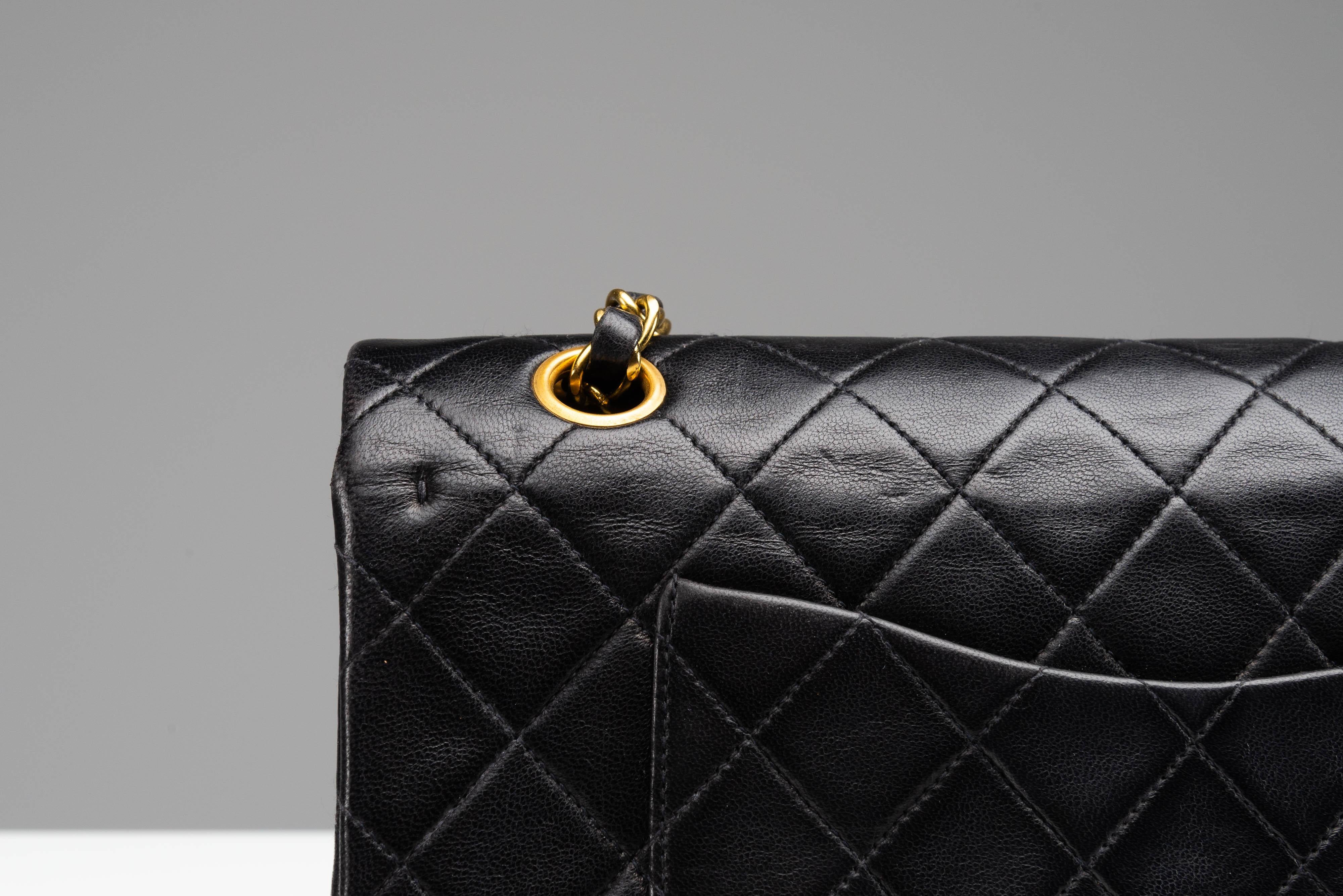 Chanel Classic Medium Lambskin Black 24k gold-plated hardware 5