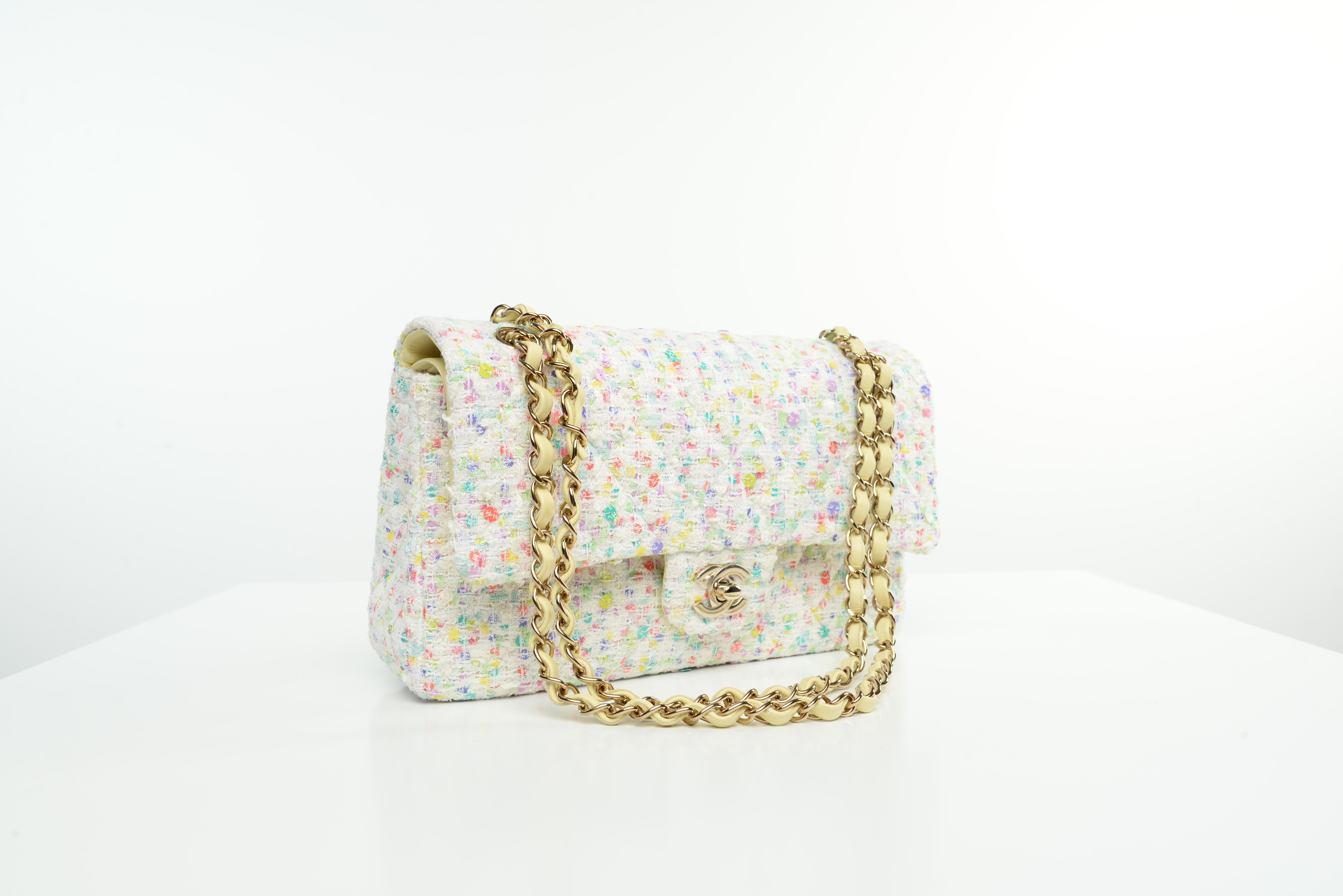 Chanel Classic Medium Tweed Sequins RARE NEW Full-Set 7