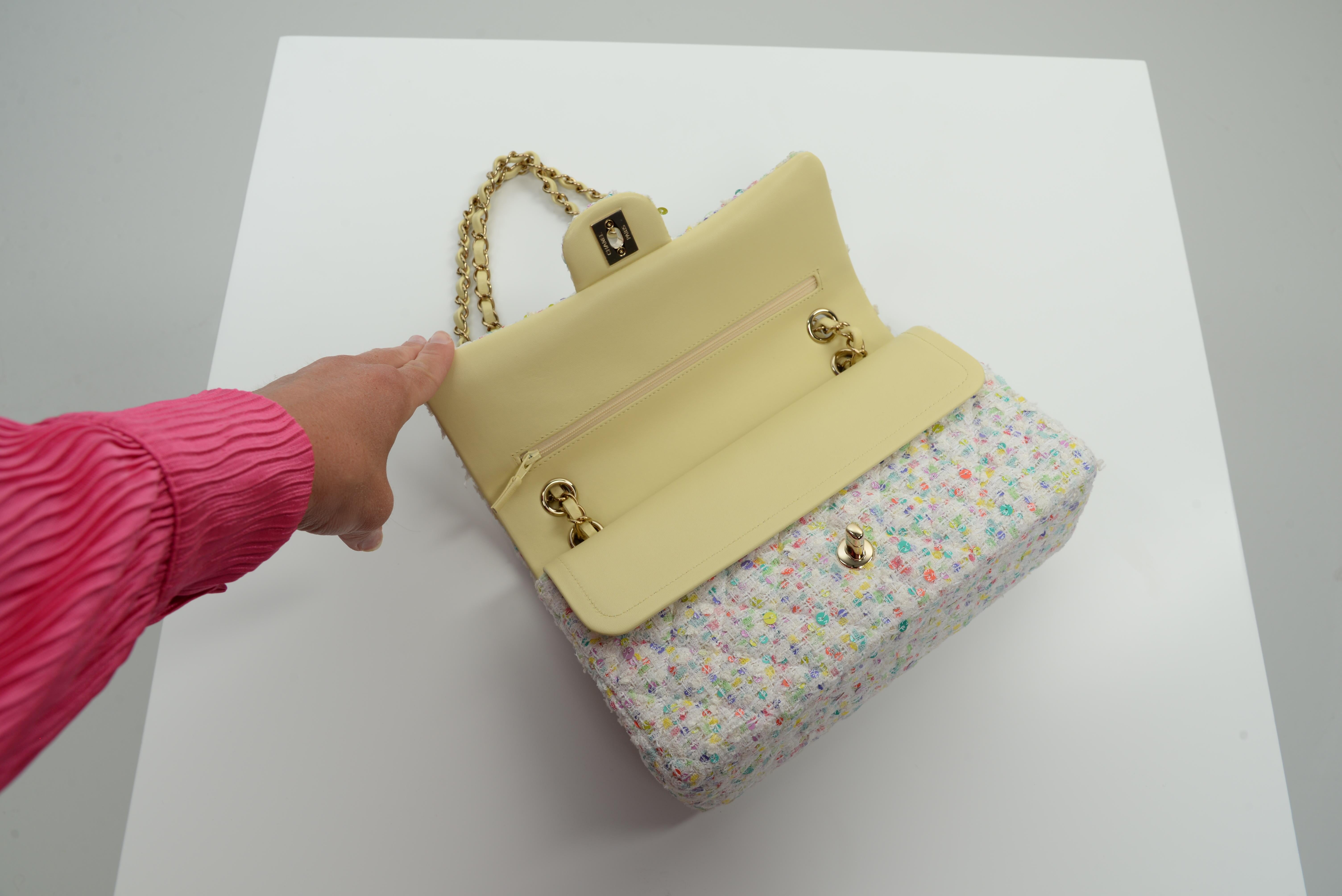 Chanel Classic Medium Tweed Sequins RARE NEW Full-Set 9