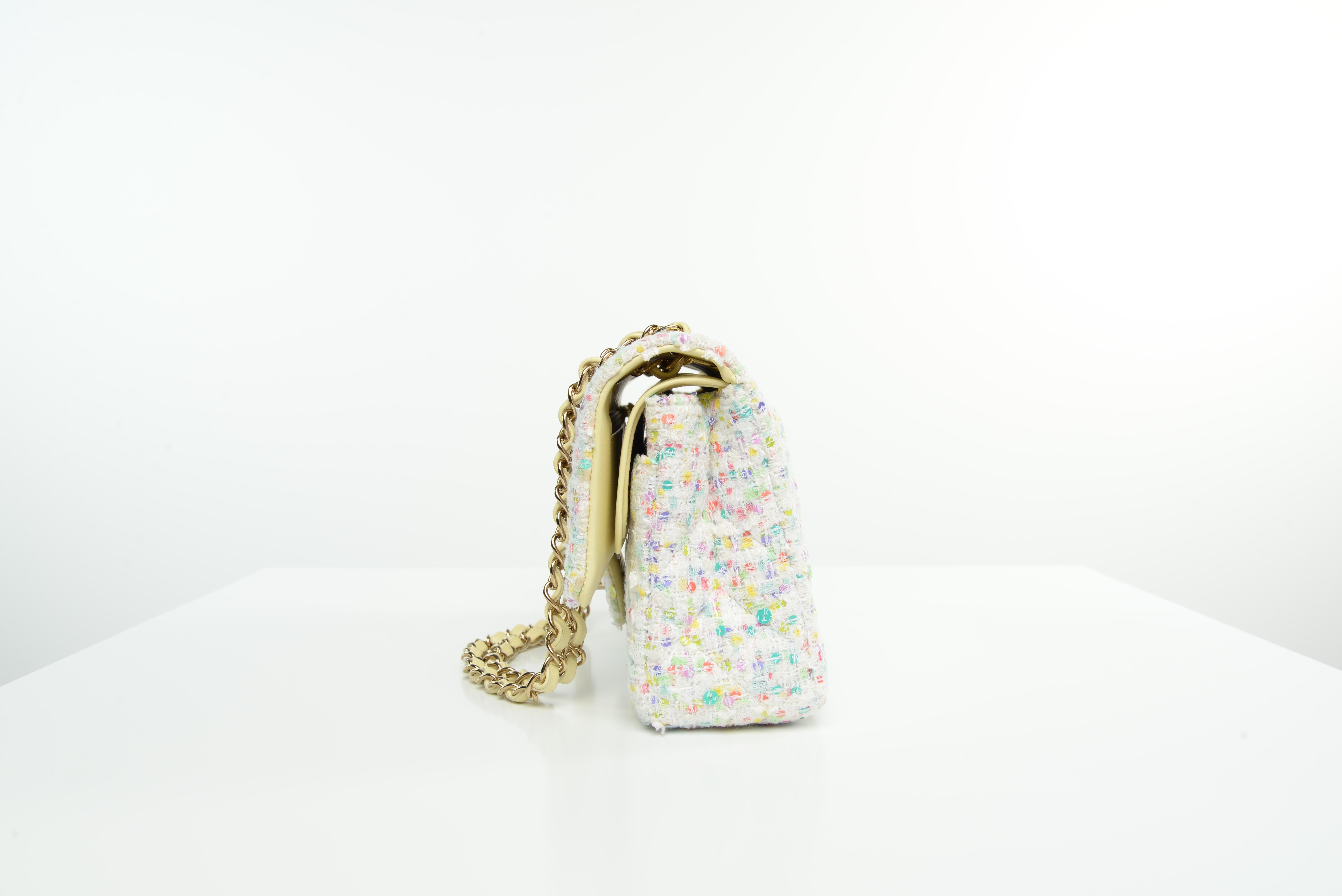 Chanel Classic Medium Tweed Sequins RARE NEW Full-Set 1