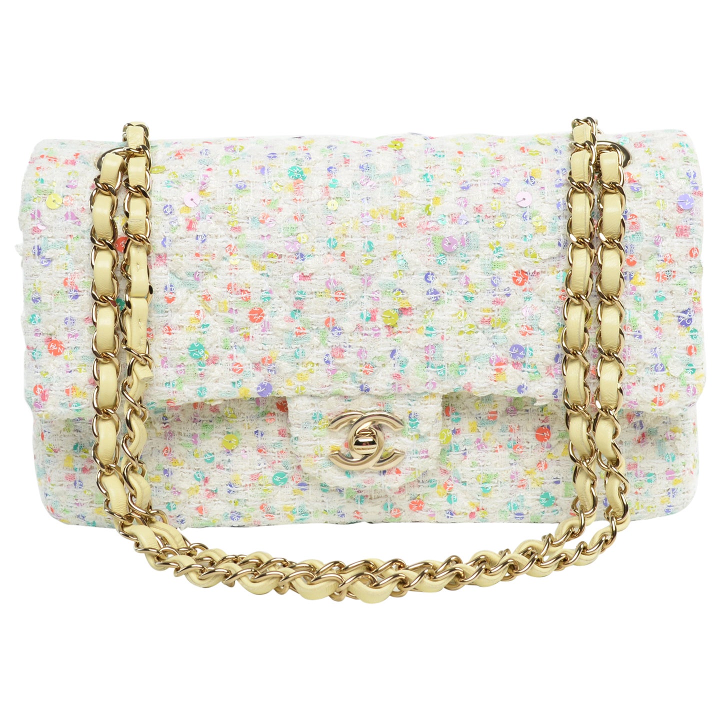 Chanel Classic Medium Tweed Pailletten RARE NEW Full-Set