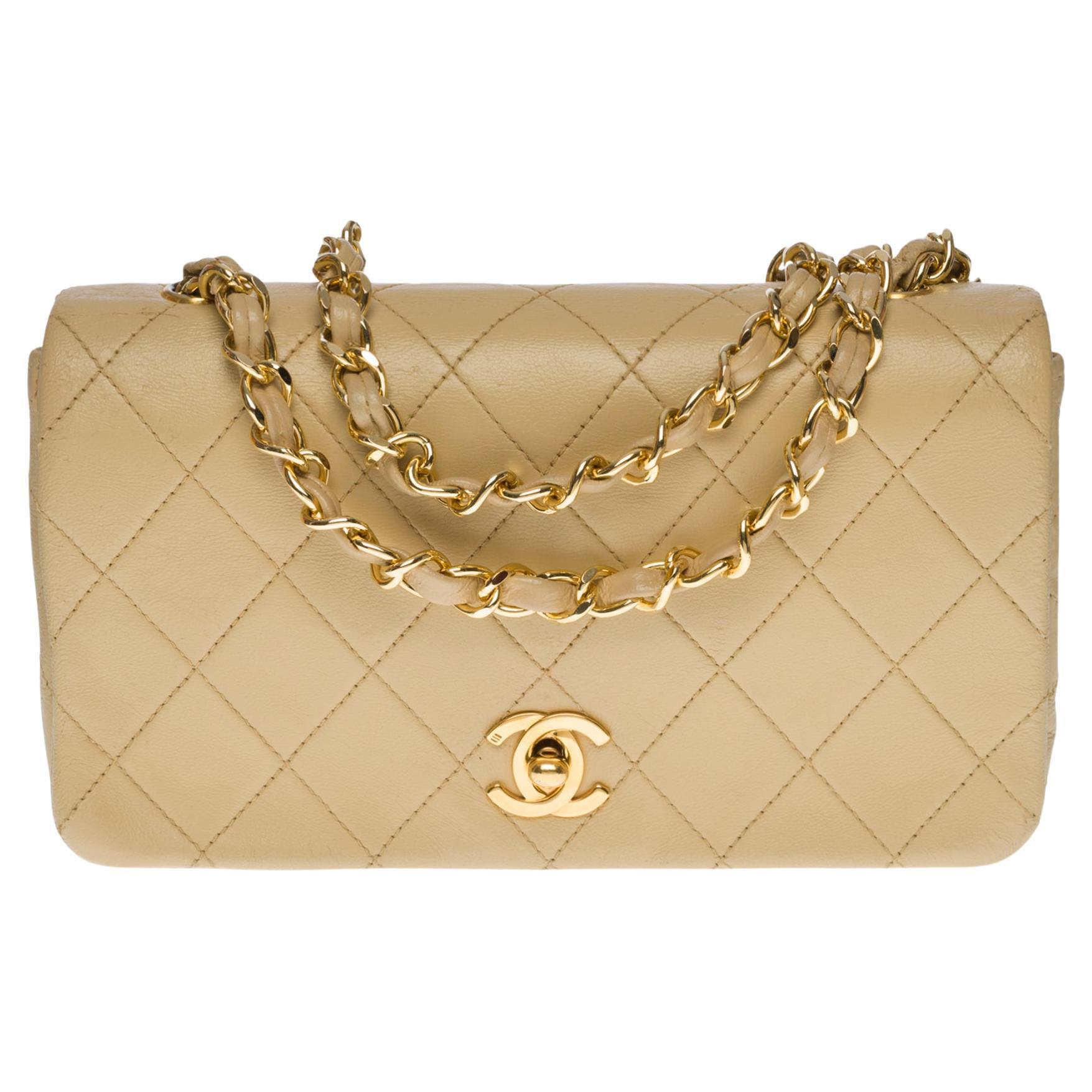 Chanel Classic Mini Full Flap shoulder bag in beige quilted
