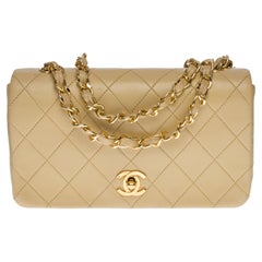 Chanel Classic Mini Full Flap shoulder bag in beige quilted lambskin leather, GHW