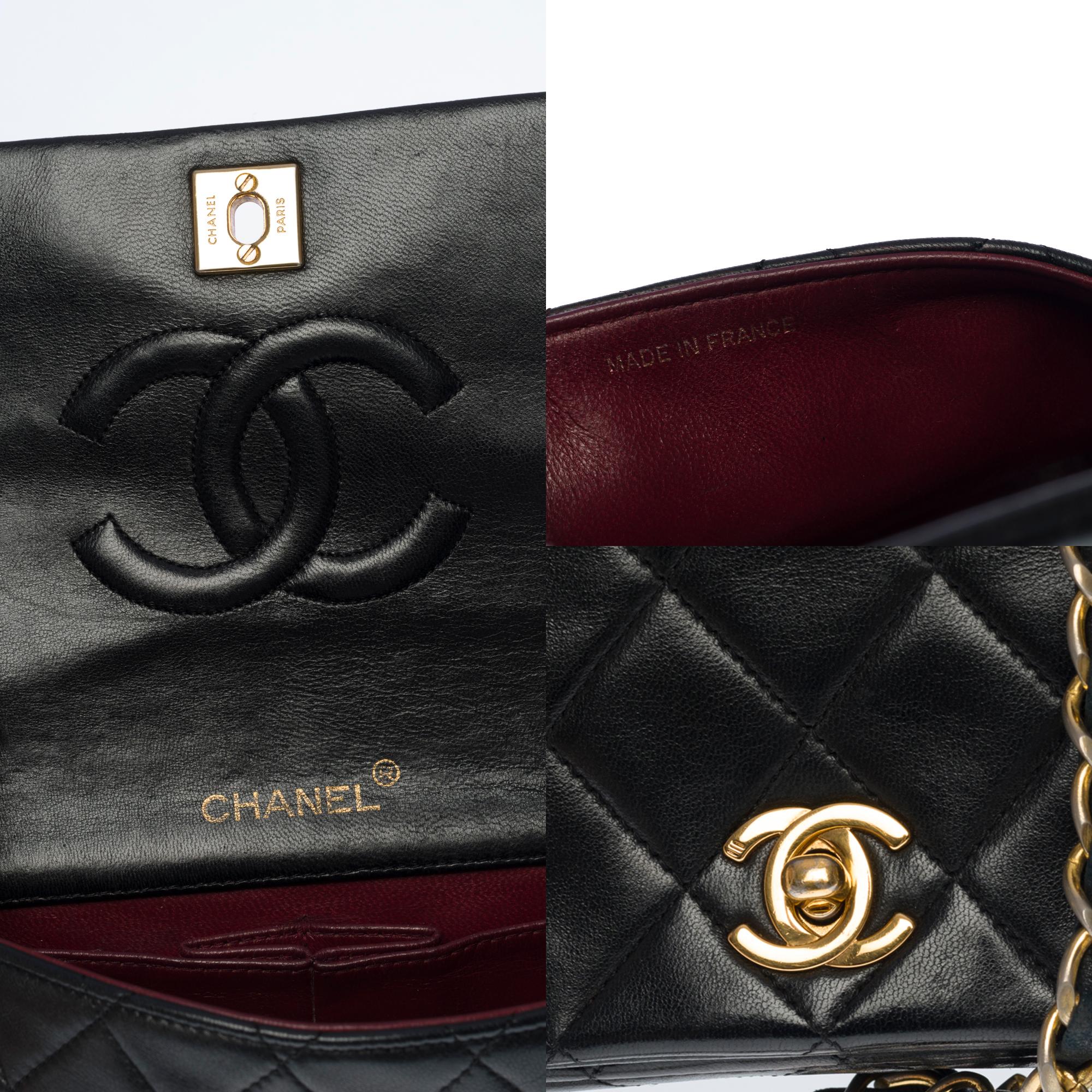 Chanel Classic Mini Full Flap shoulder bag in black quilted lamb ...