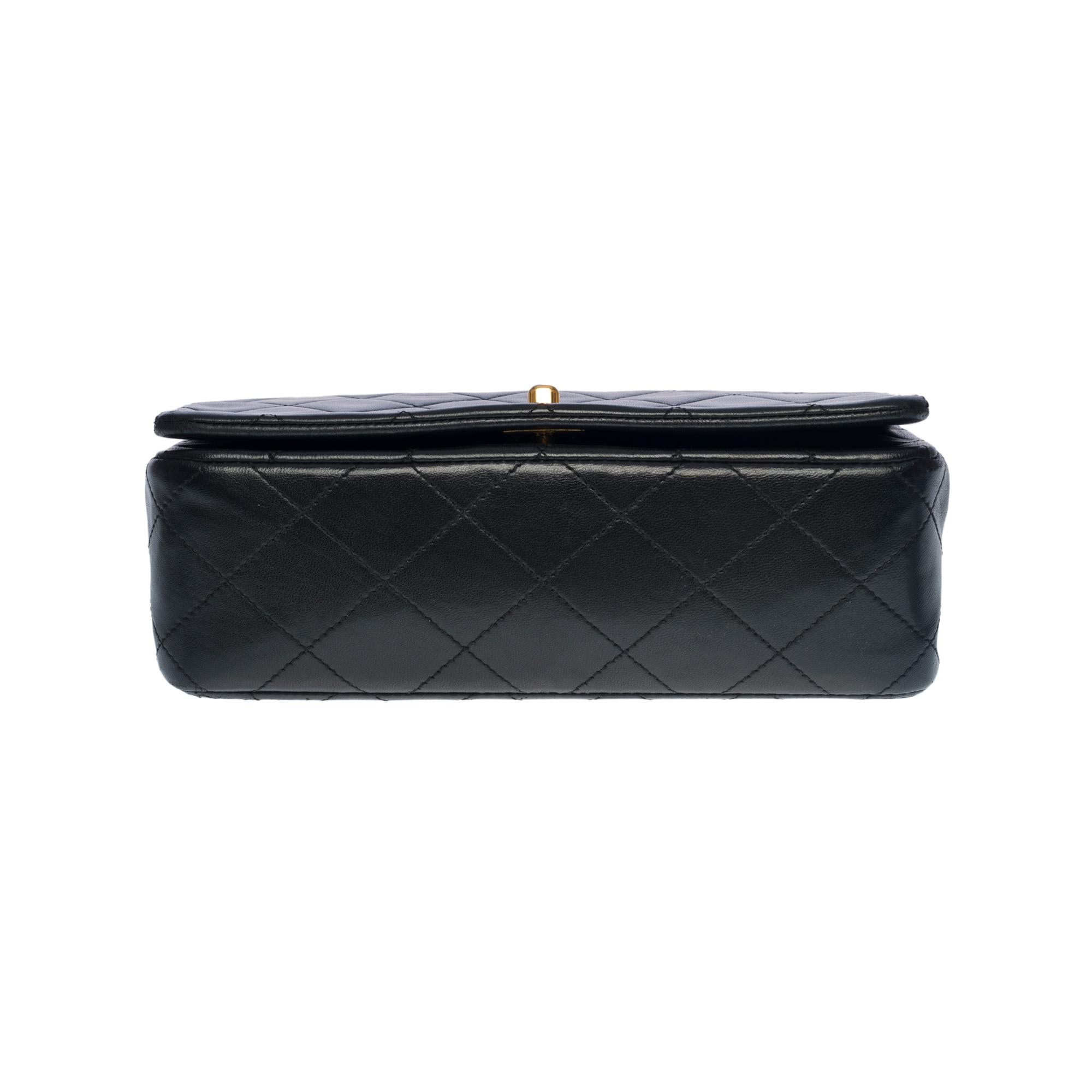 Chanel Classic Mini Full Flap shoulder bag in black quilted lambskin leather, GHW 5