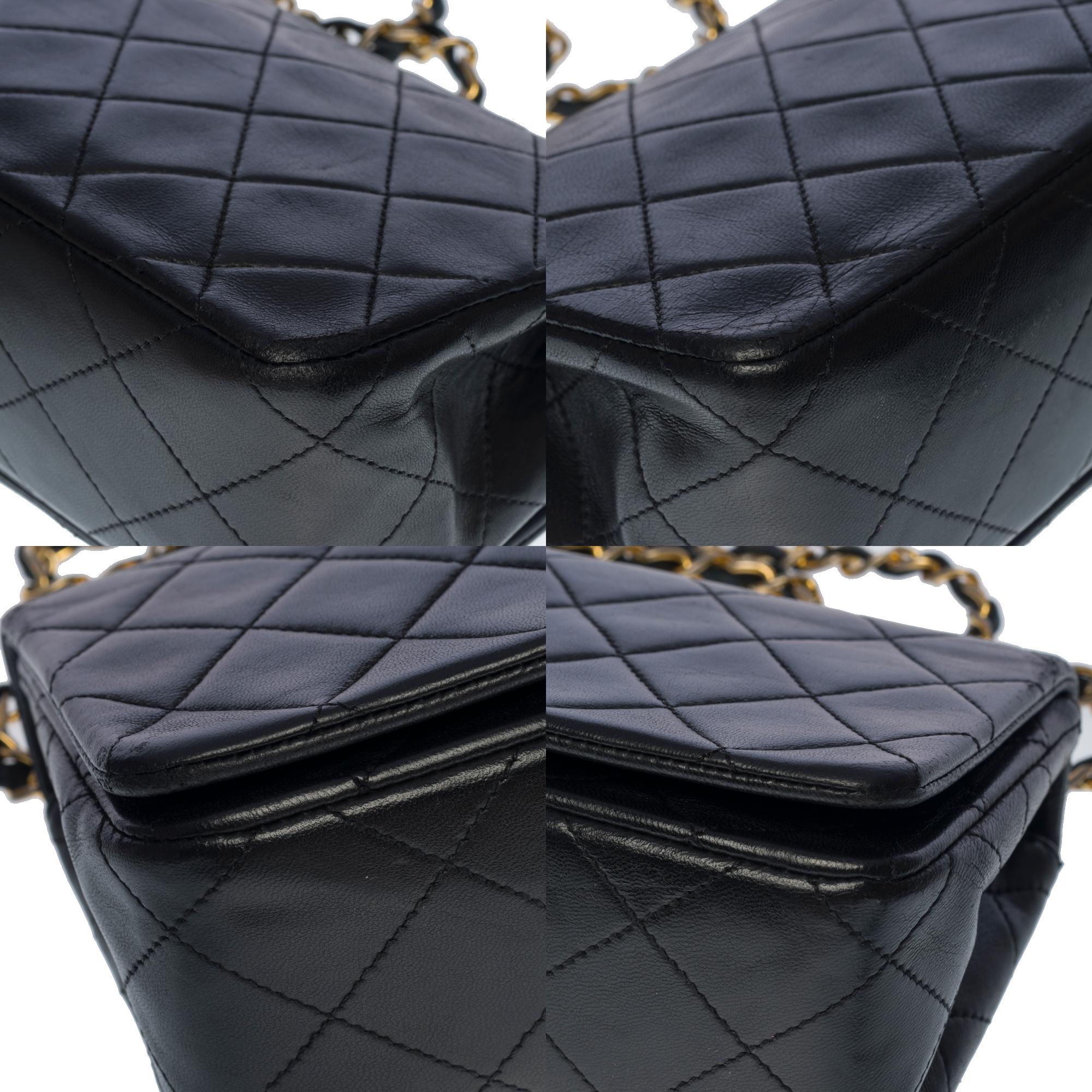 Chanel Classic Mini Full Flap shoulder bag in black quilted lambskin leather, GHW 6