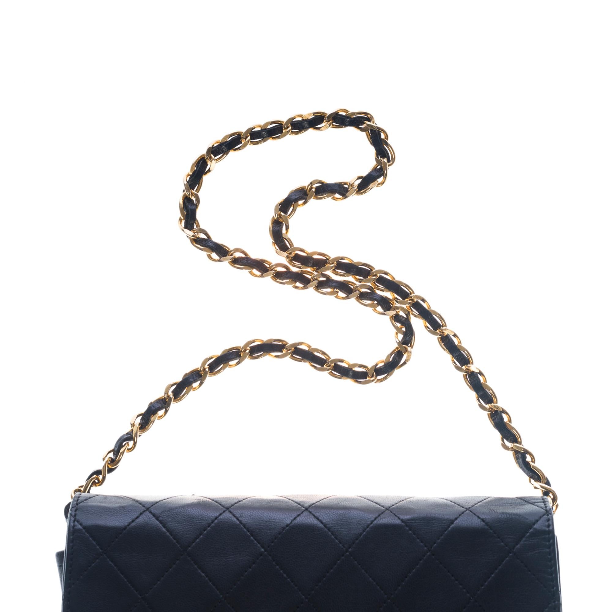 Chanel Classic Mini Full Flap shoulder bag in black quilted lambskin leather, GHW 2