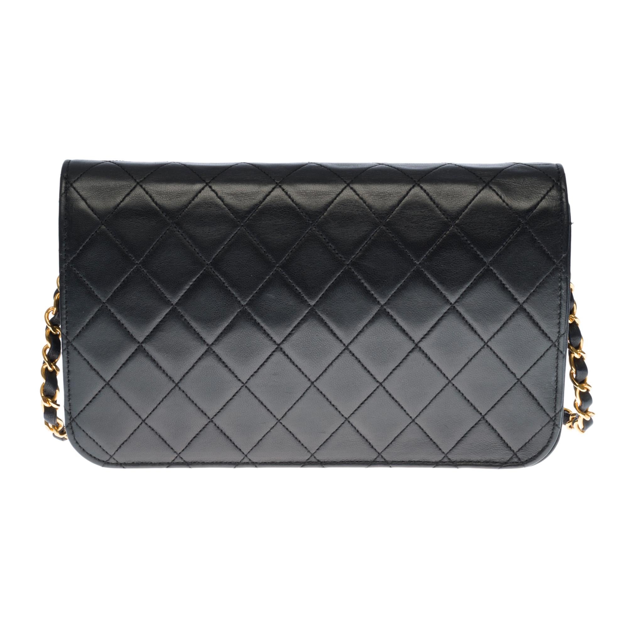 Chanel Classic Mini Full Flap shoulder bag in black quilted leather and ...