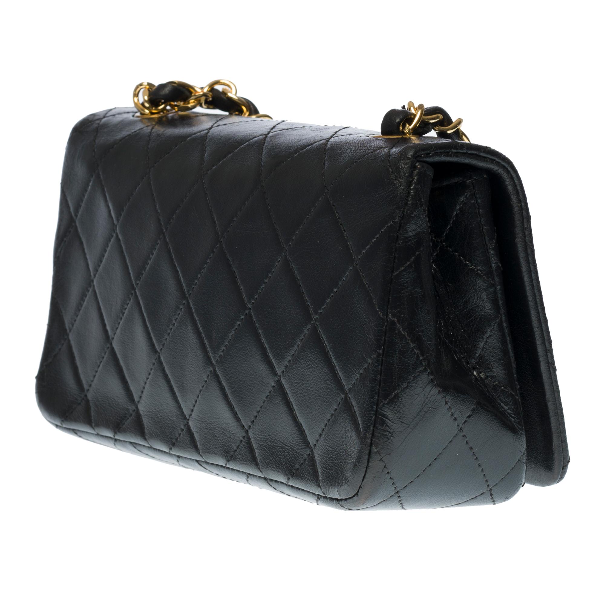 Chanel Classic Mini Full Flap shoulder bag in black quilted leather and GHW In Good Condition In Paris, IDF