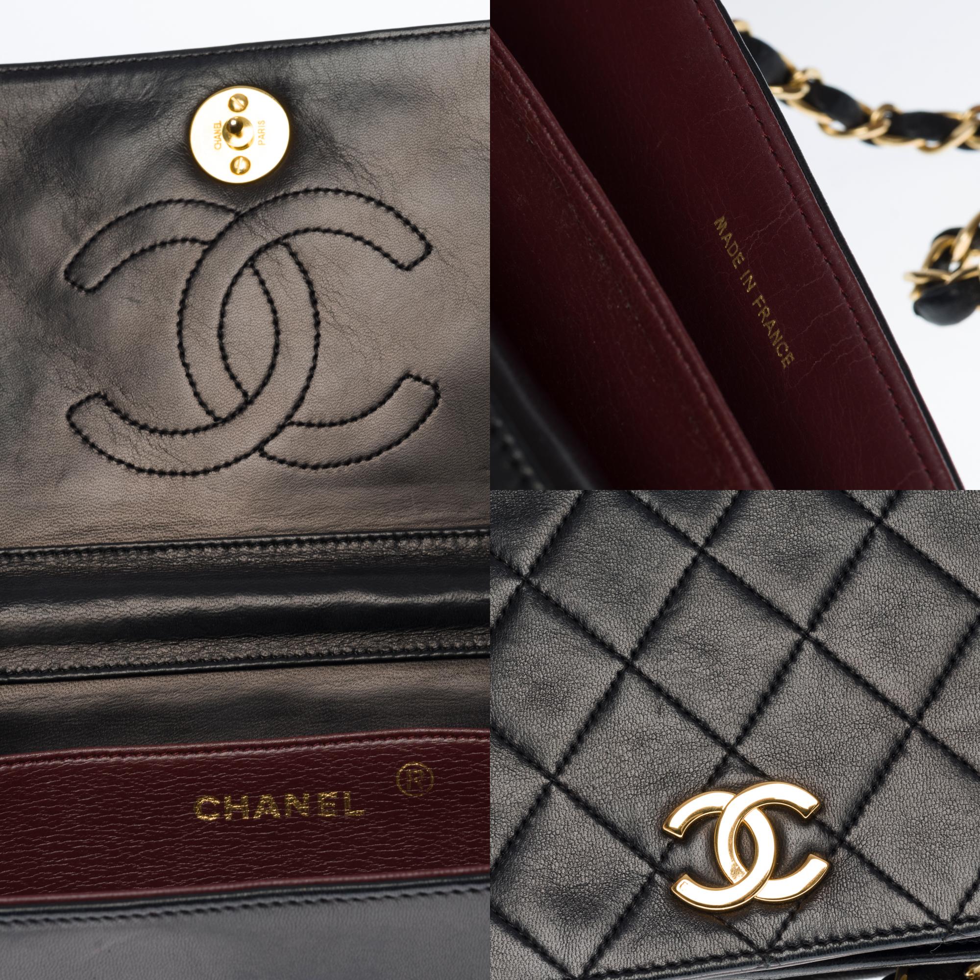 Black Chanel Classic Mini Full Flap shoulder bag in black quilted leather and GHW