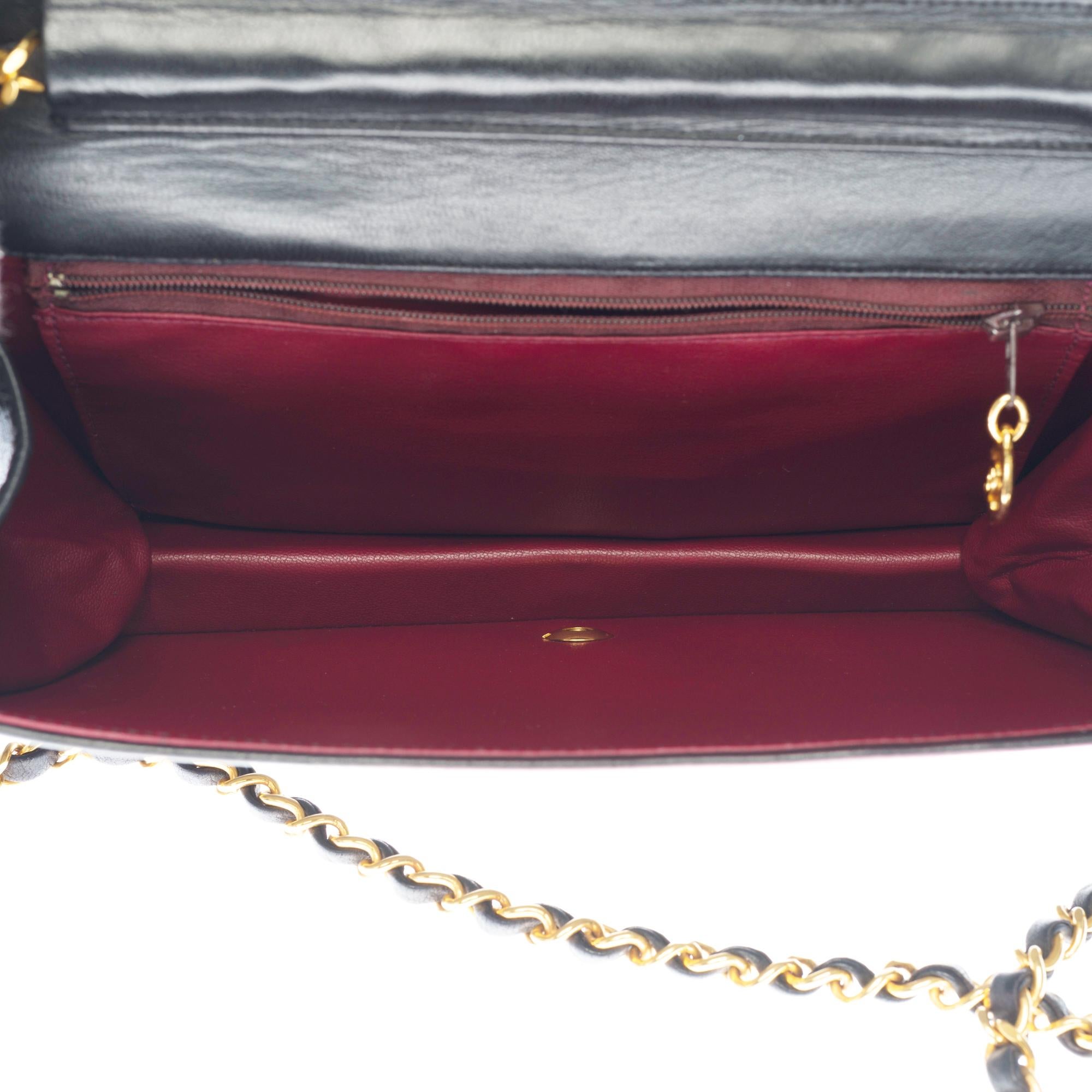 Chanel Classic Mini Full Flap Umhängetasche aus schwarzem gestepptem Leder und GHW 1