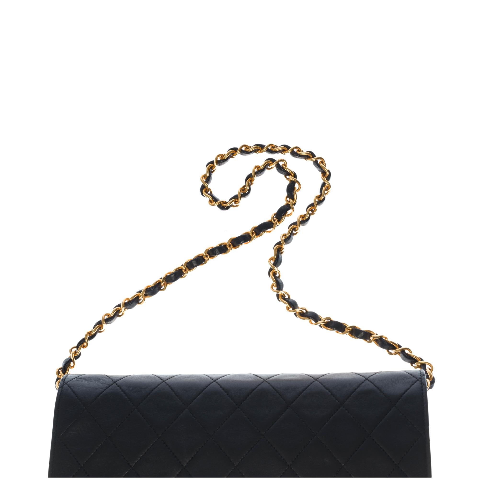 Chanel Classic Mini Full Flap Umhängetasche aus schwarzem gestepptem Leder und GHW 2