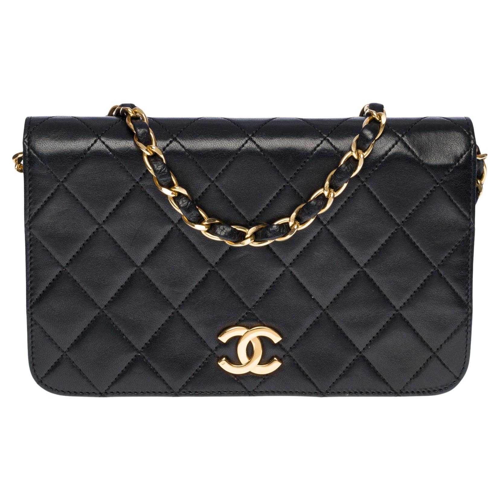 Chanel Classic Mini Full Flap shoulder bag in black quilted leather and GHW