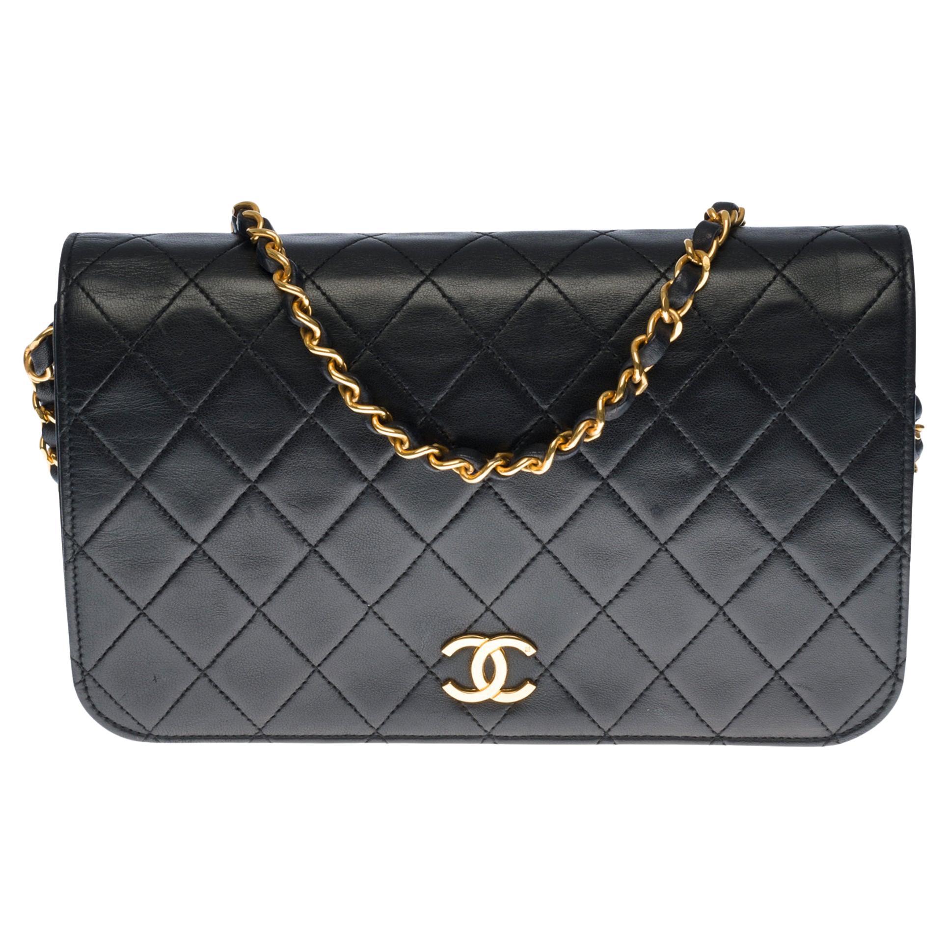 Chanel Classic Mini Full Flap shoulder bag in black quilted leather and GHW