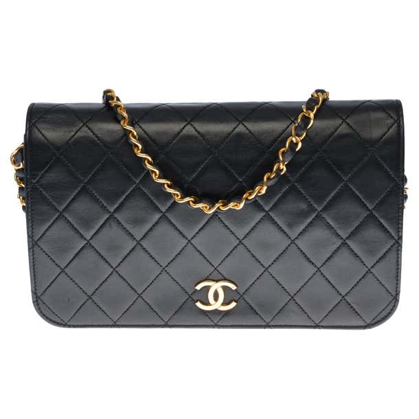 Chanel Classic Mini Full Flap shoulder bag in black quilted leather and ...