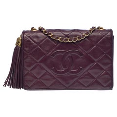 Chanel Classic Mini Full Flap shoulder bag in plum quilted lambskin GHW