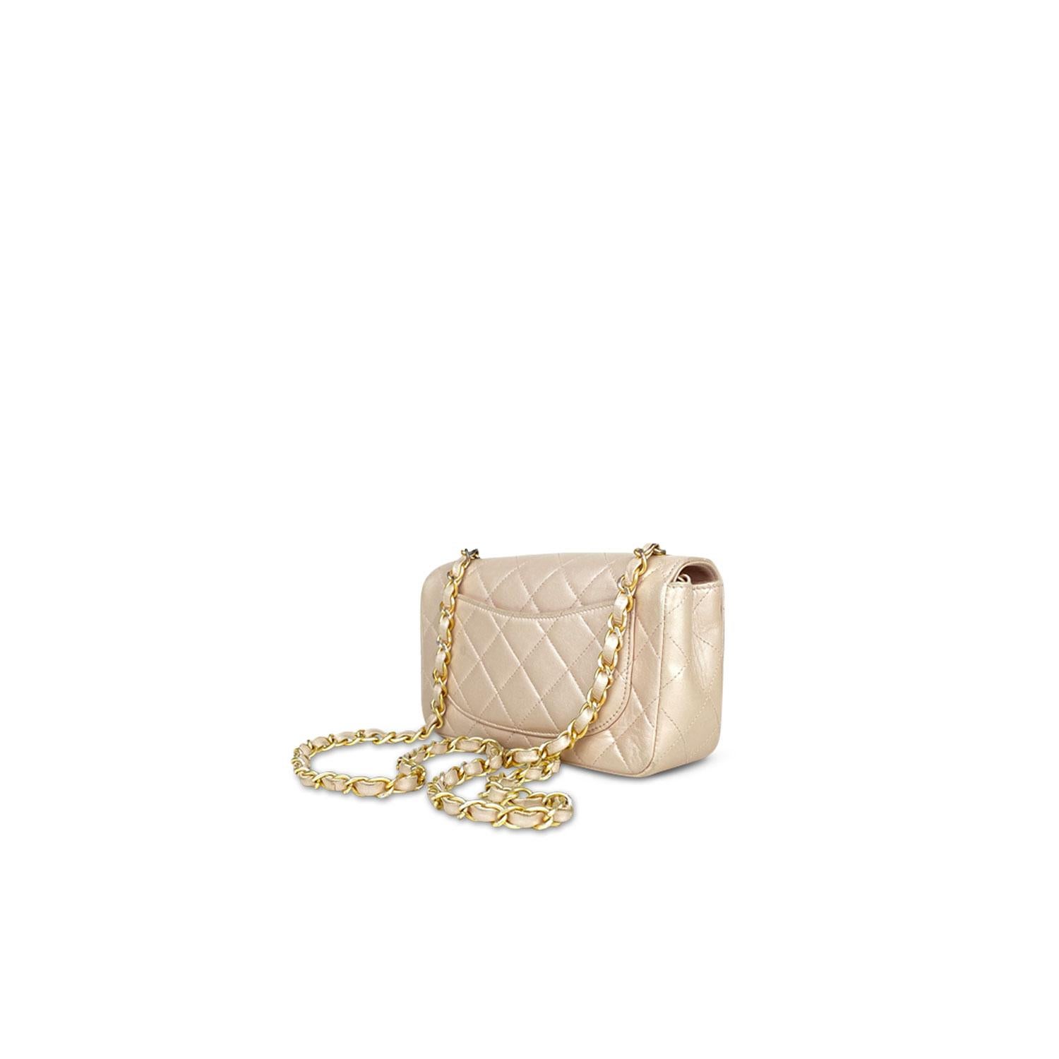 Beige Chanel Classic Mini Rectangular Flap Bag For Sale