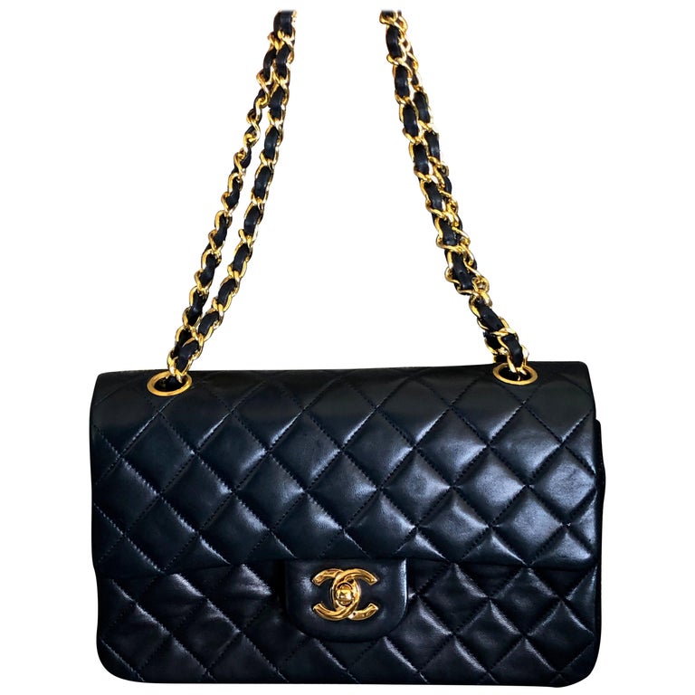 Chanel Classic Mini Vintage Quilted Navy Blue Lambskin Flap Bag For ...