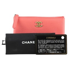 Vintage Chanel Classic O Case Pouch Leather Mini Pink