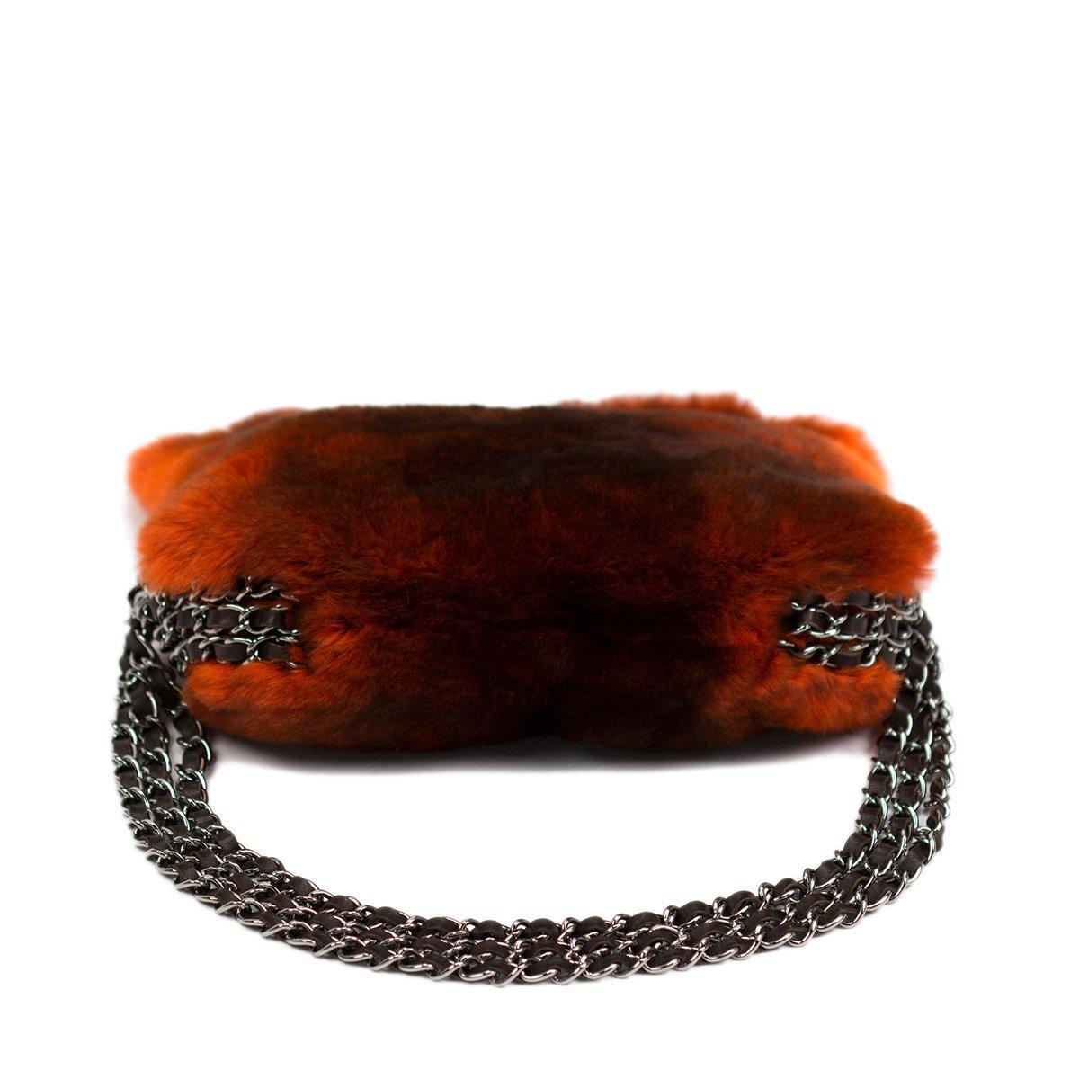 Chanel Classic Ombre Chain Around Flap Orange Fur Baguette 1