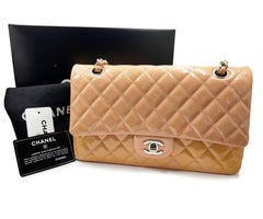Chanel Classic Peach Pink Timeless Double Flap Caviar 10" Shoulder Bag