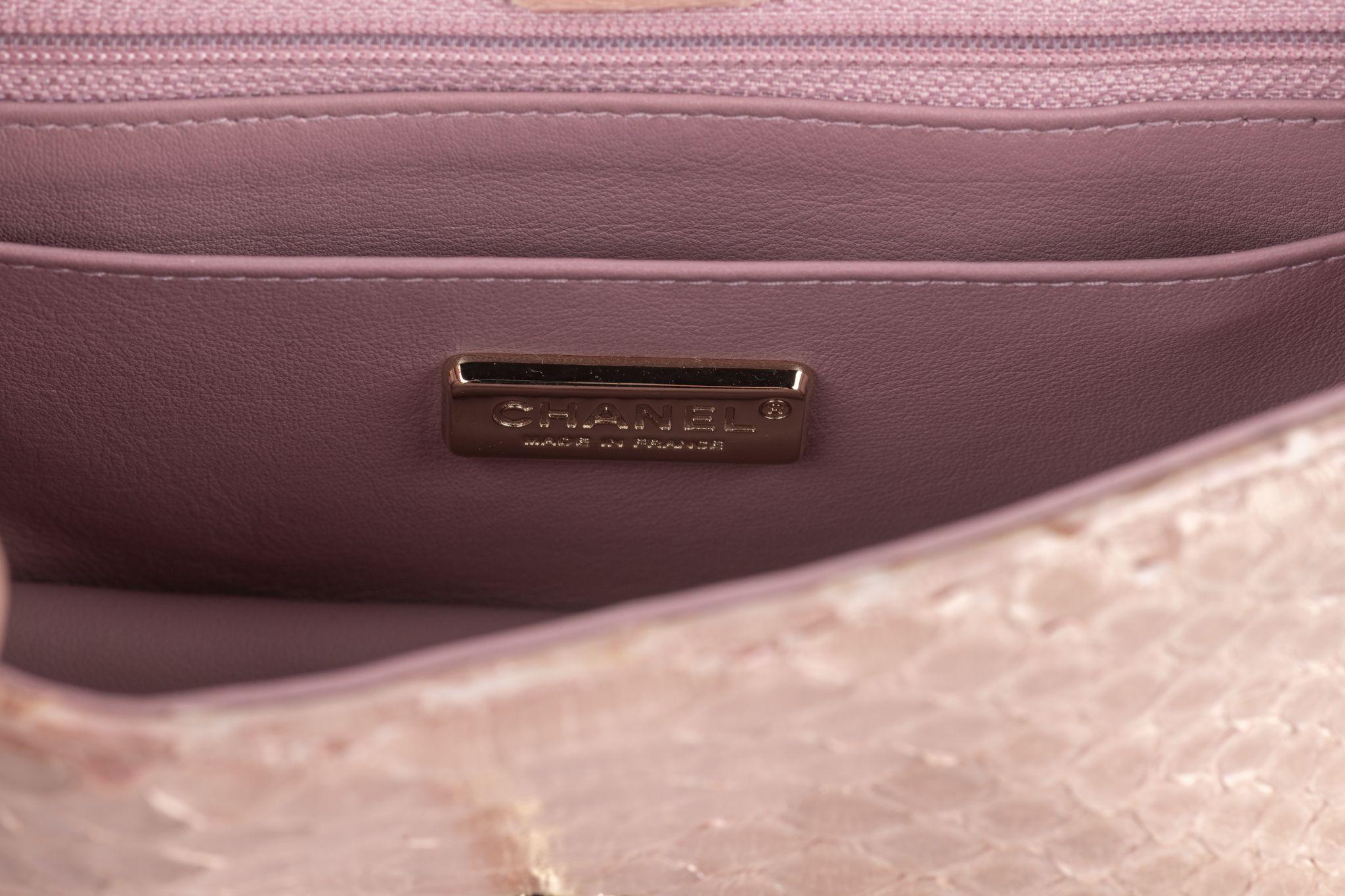 Chanel Classic Pink Python Flap Bag - image 10