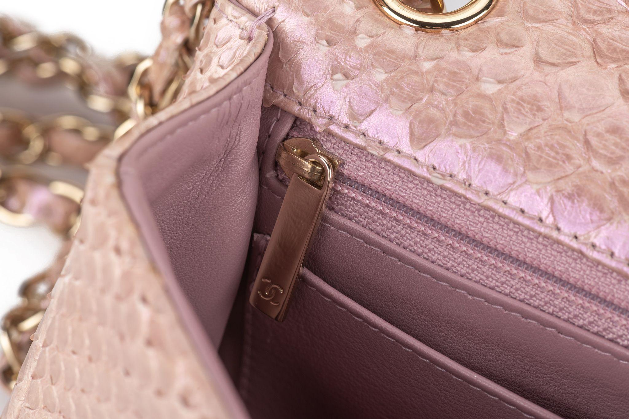 Chanel Classic Pink Python Flap Bag - image 12