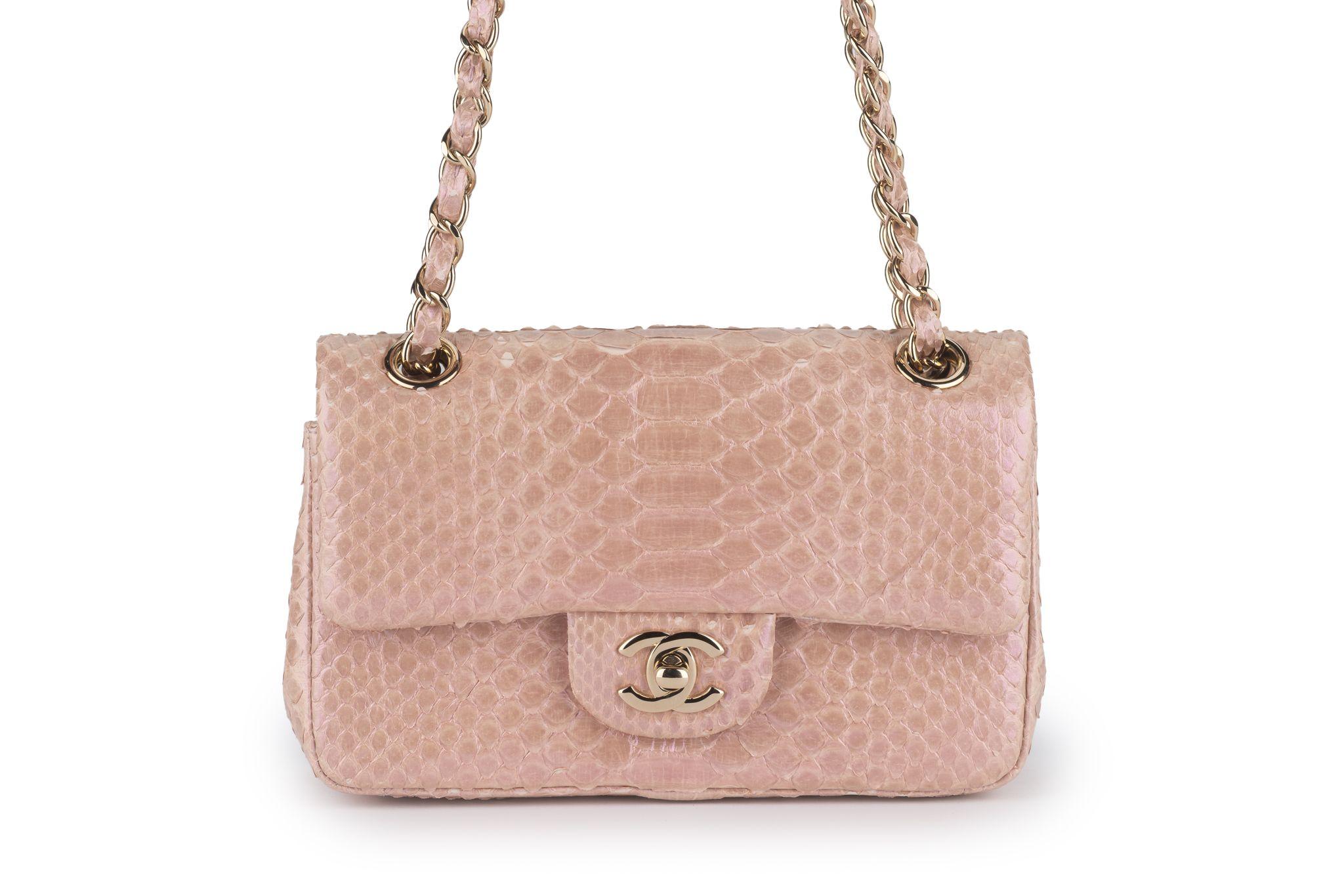 Chanel Classic Pink Python Flap Bag - image 2