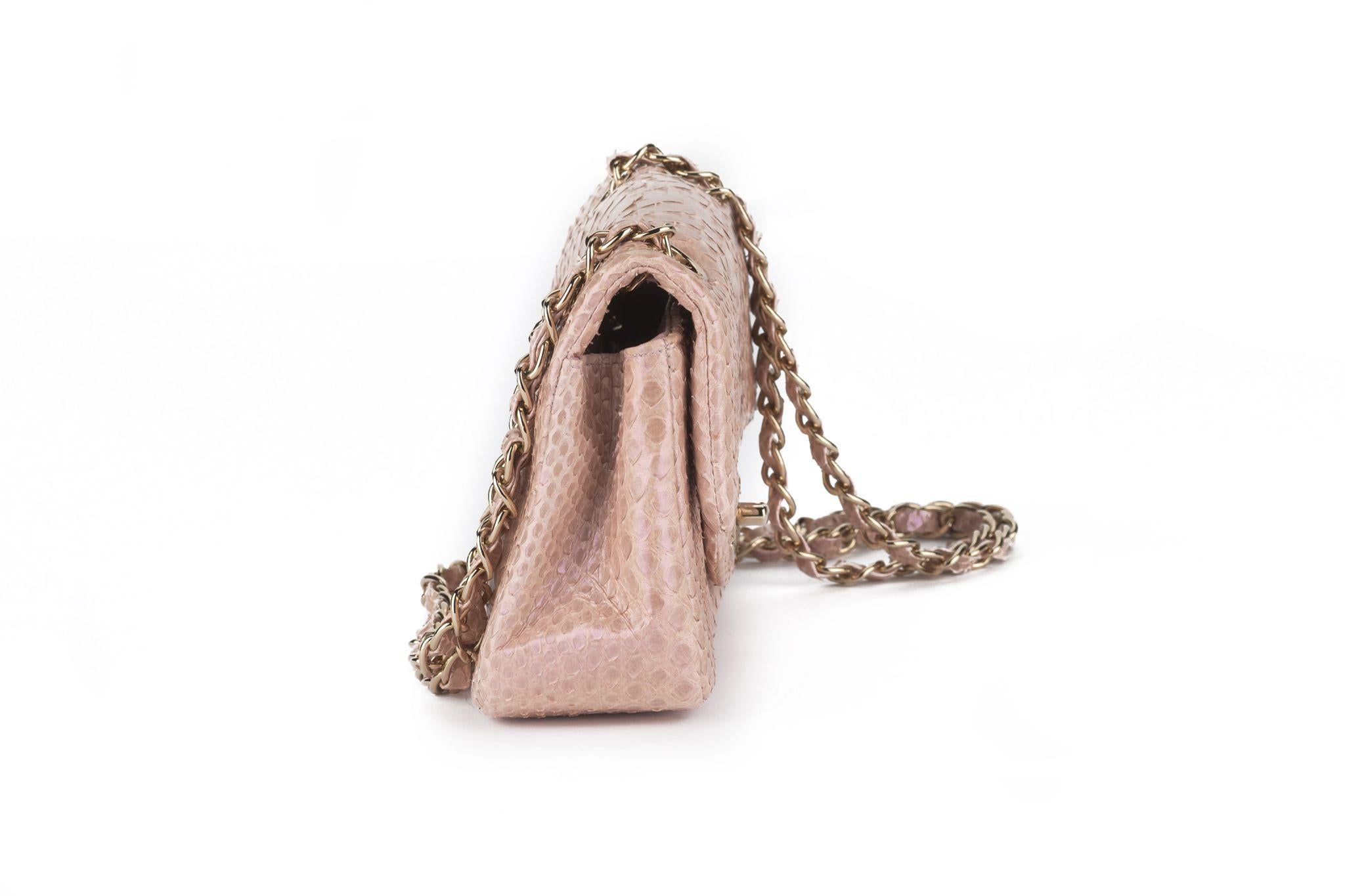 Chanel Classic Pink Python Flap Bag - image 4