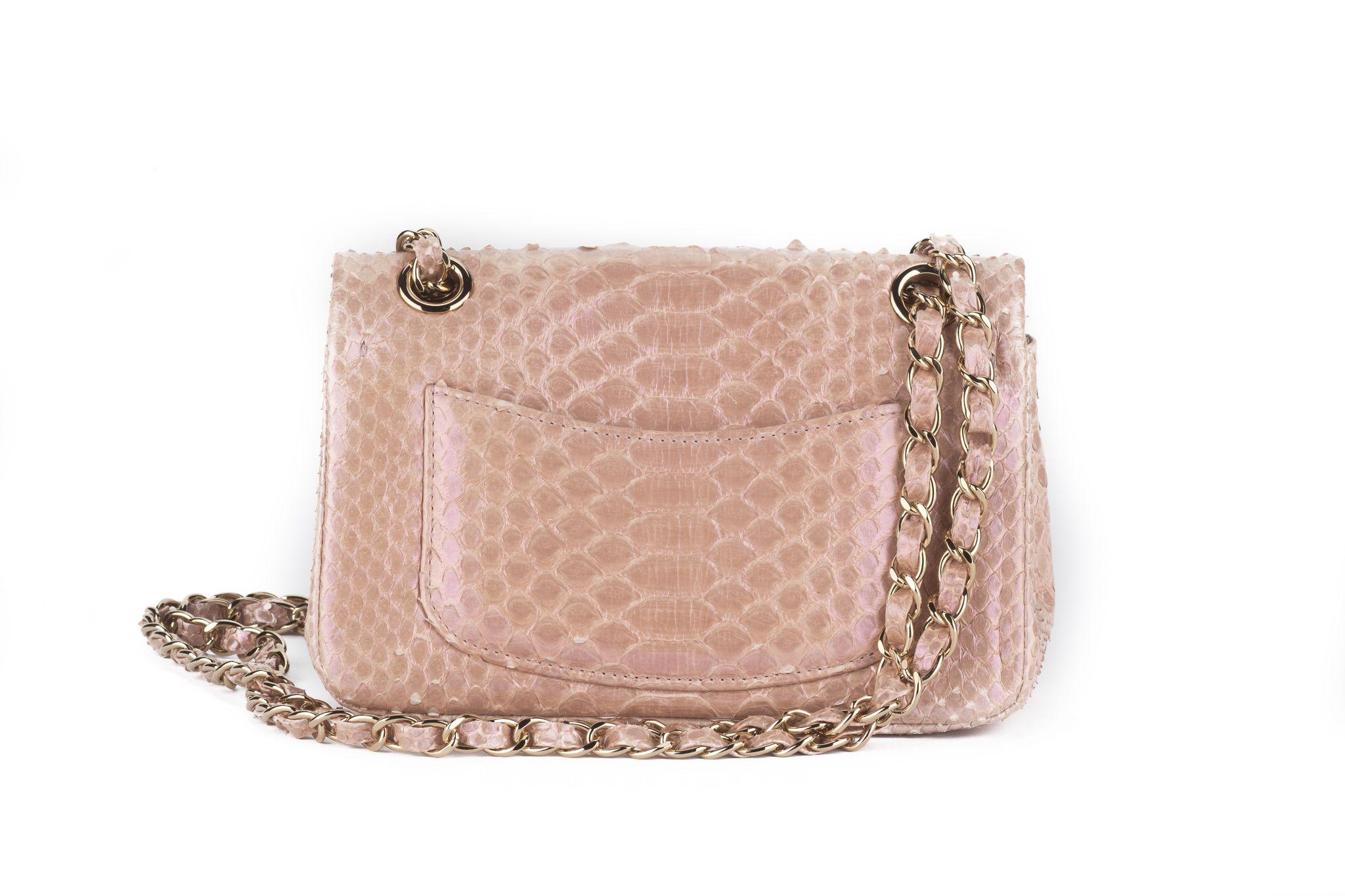 Chanel Classic Pink Python Flap Bag - image 5