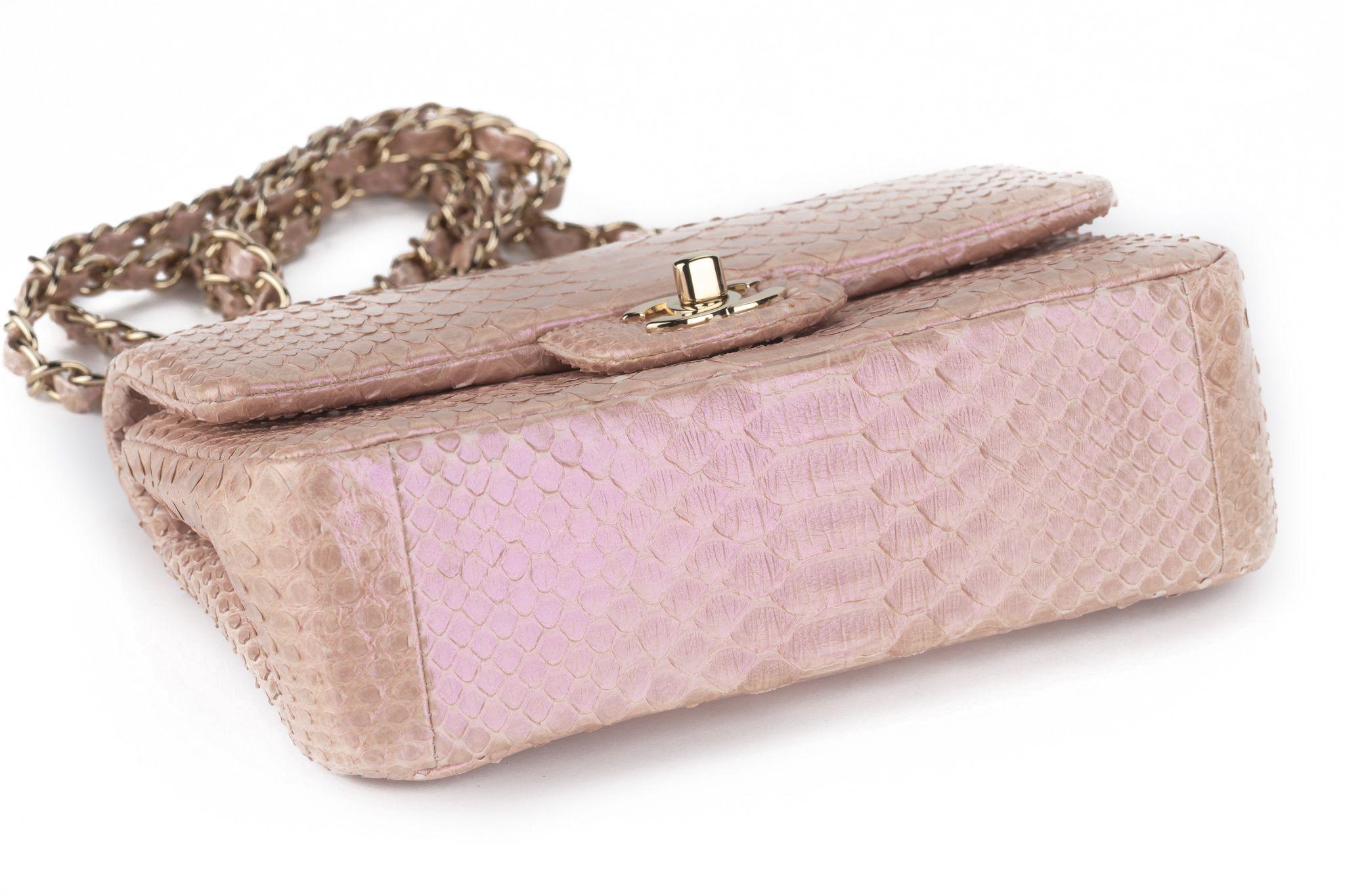 Chanel Classic Pink Python Flap Bag - image 6