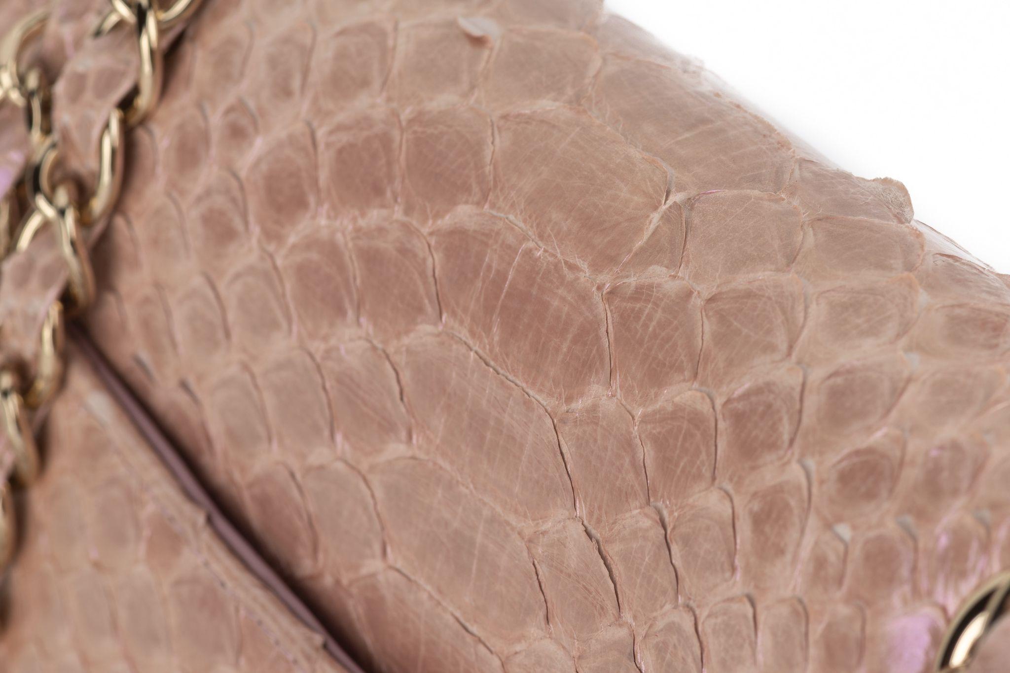 Chanel Classic Pink Python Flap Bag - image 9