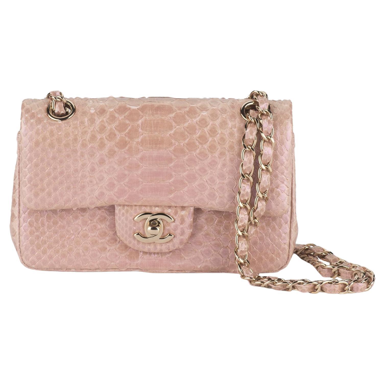 Chanel Classic Pink Python Flap Bag - image 1