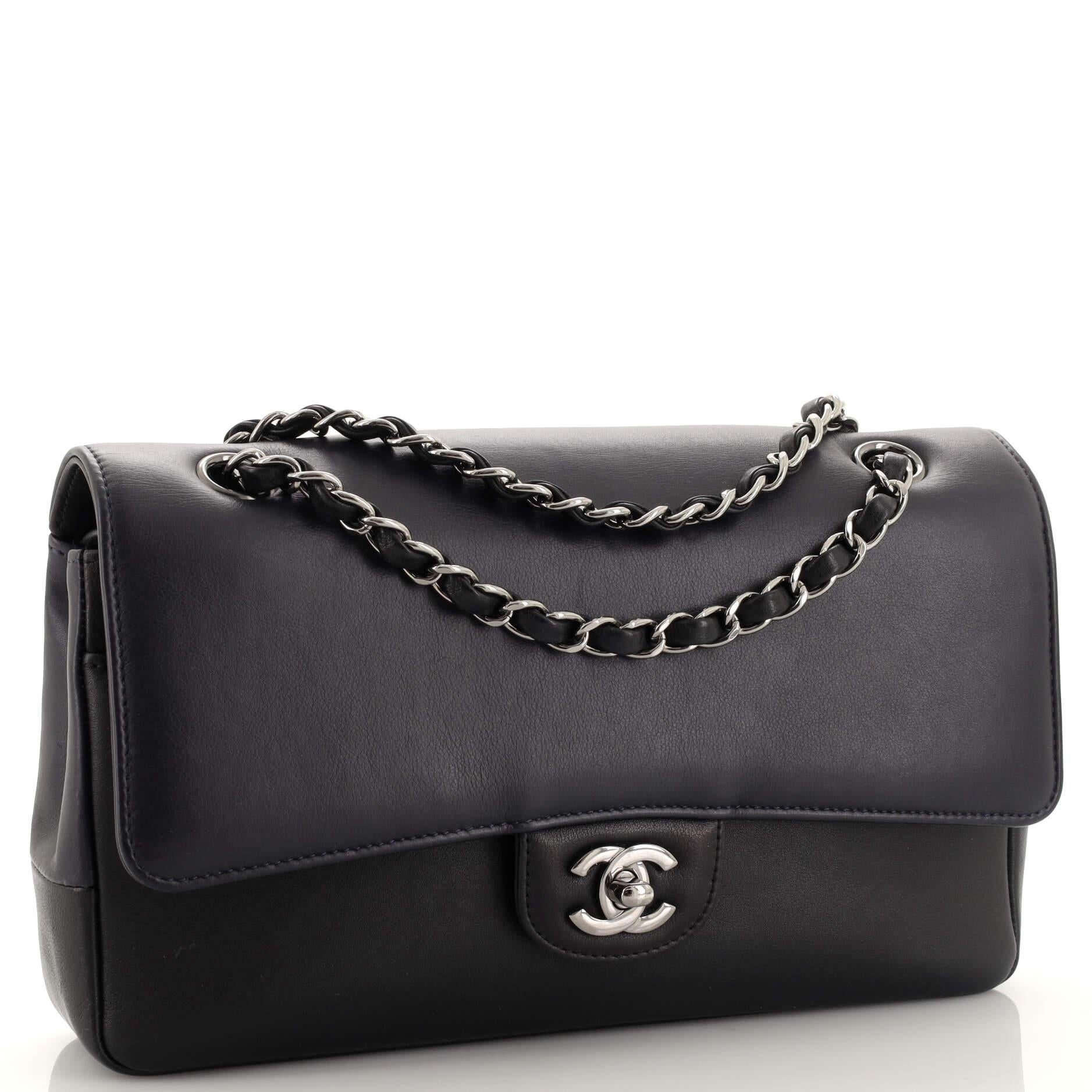 Chanel Classic Pure Double Flap Bag Calfskin Medium In Good Condition For Sale In NY, NY