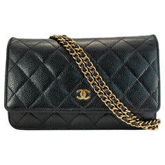Chanel Classic Quilted Black Lambskin Wallet on Chain With Gold Hardware Bag
