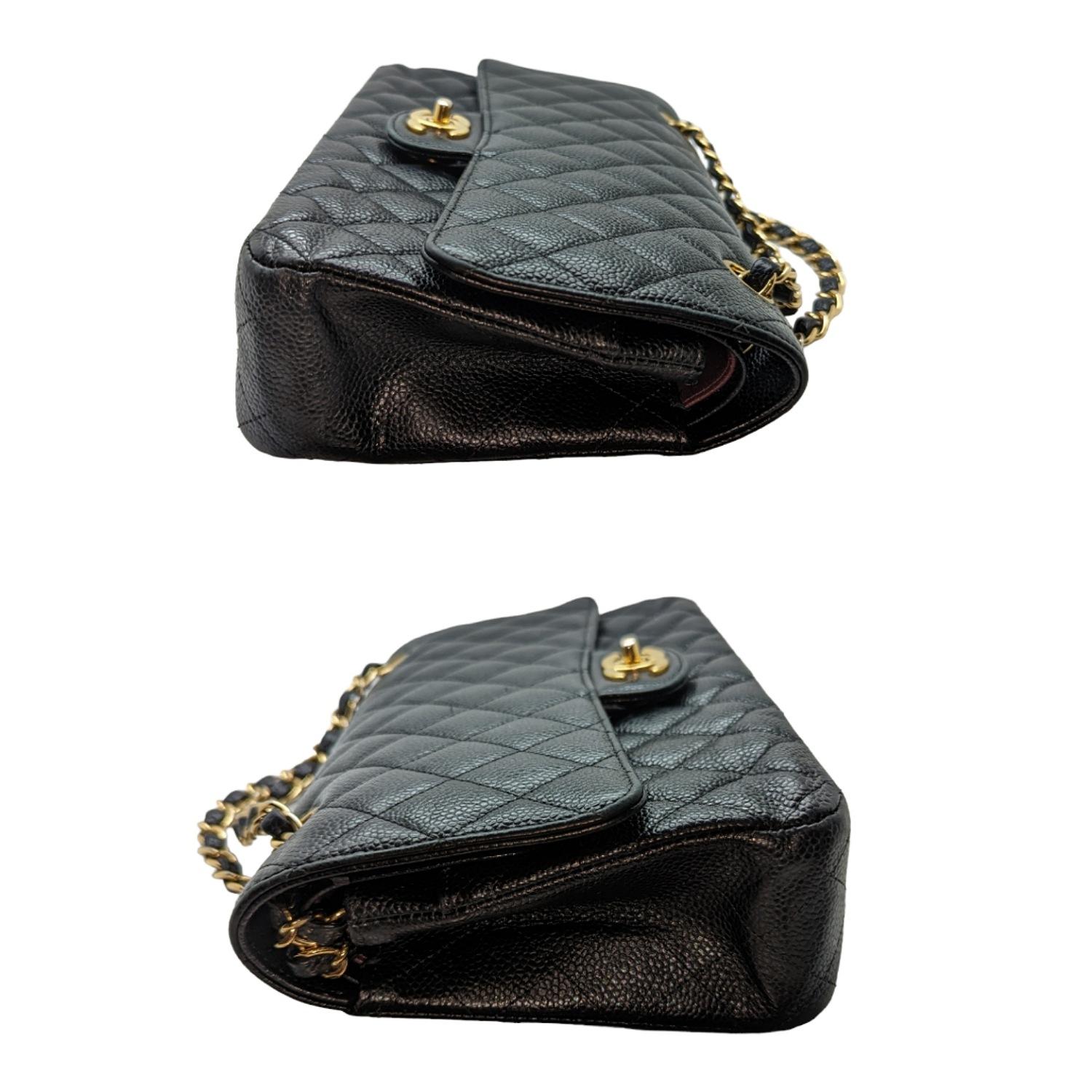 Women's Chanel Classic Quilted Caviar Double Medium Flap