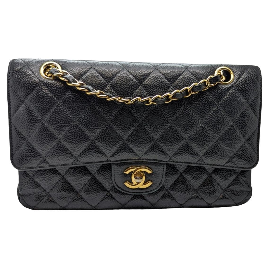 Chanel Classic Quilted Caviar Double Medium Flap