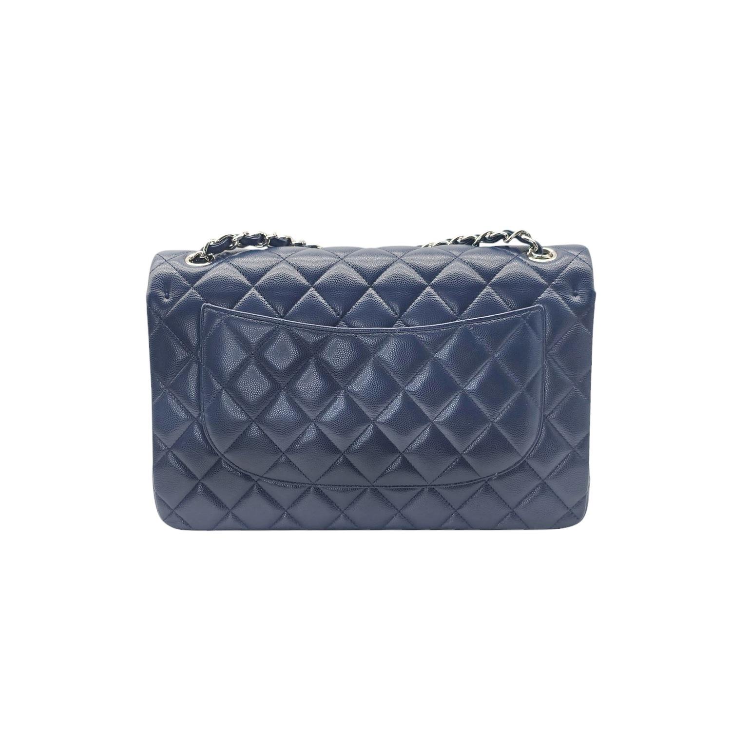 Purple Chanel Classic Quilted Caviar Jumbo Double Flap Bag