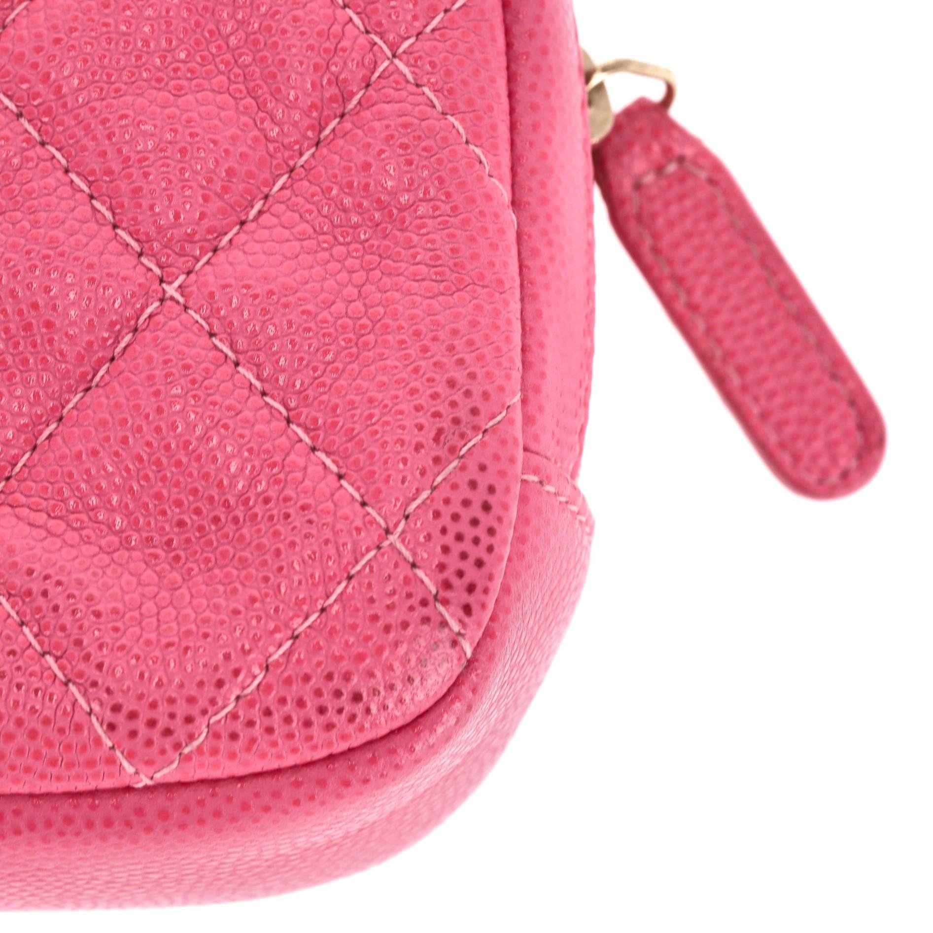 Chanel Classic Quilted Caviar Leather 'CC' Logo Cosmetic Case/Pouch For Sale 2
