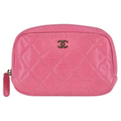Chanel Classic Quilted Caviar Leather 'CC' Logo Cosmetic Case/Pouch