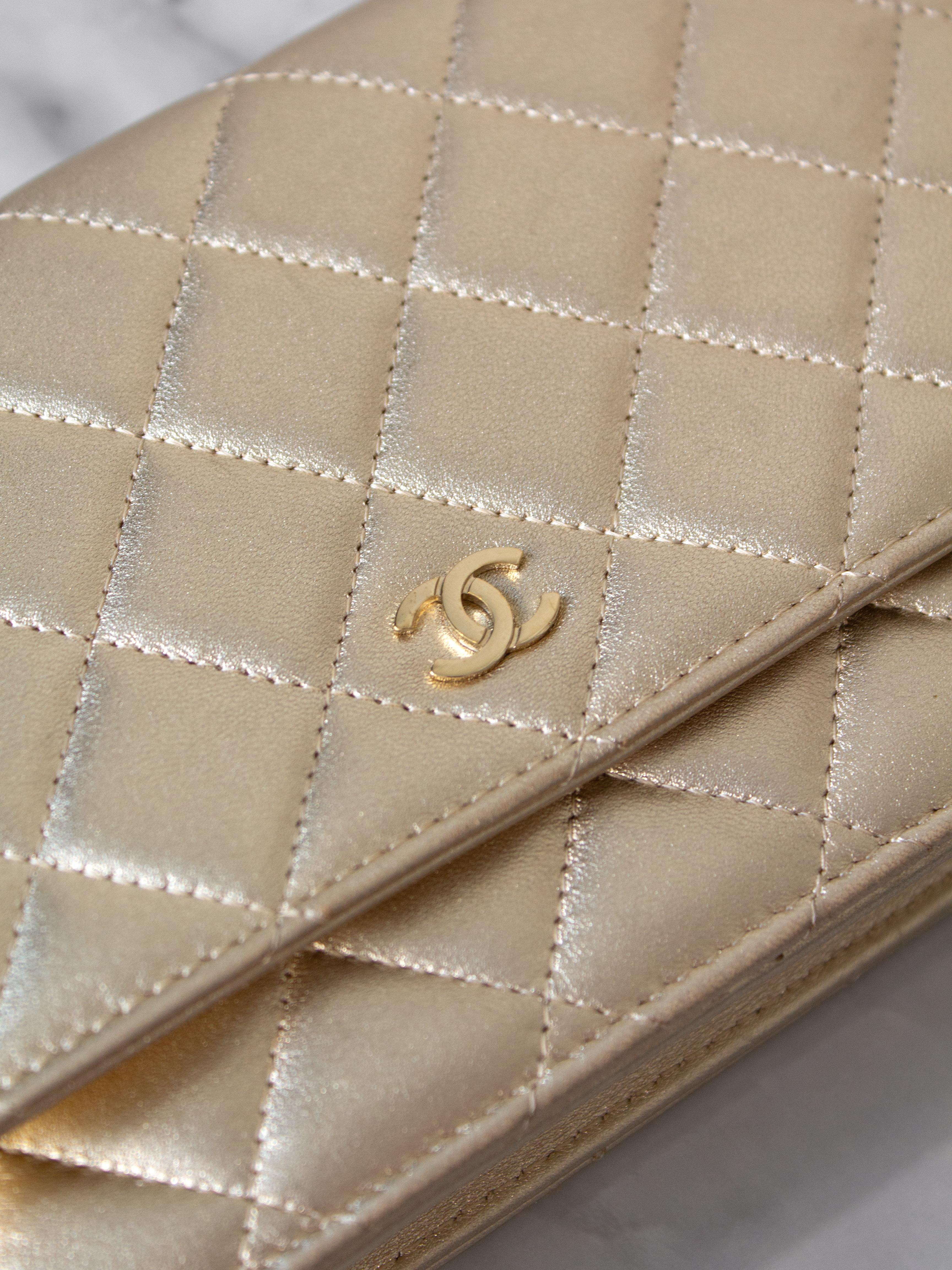 Chanel Classic Quilted Gold Lambskin CC WOC Wallet On Chain 7