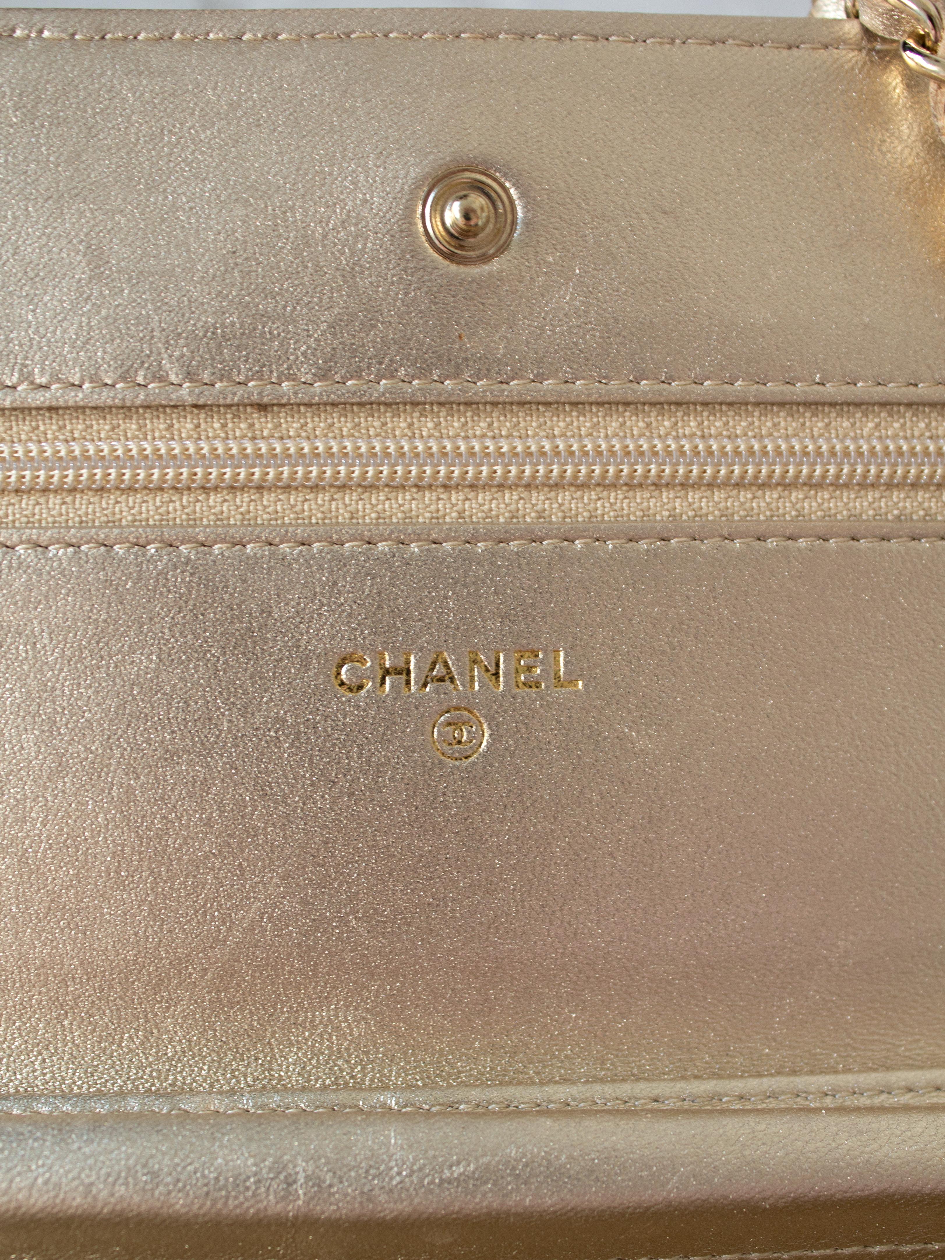Chanel Classic Quilted Gold Lambskin CC WOC Wallet On Chain 11