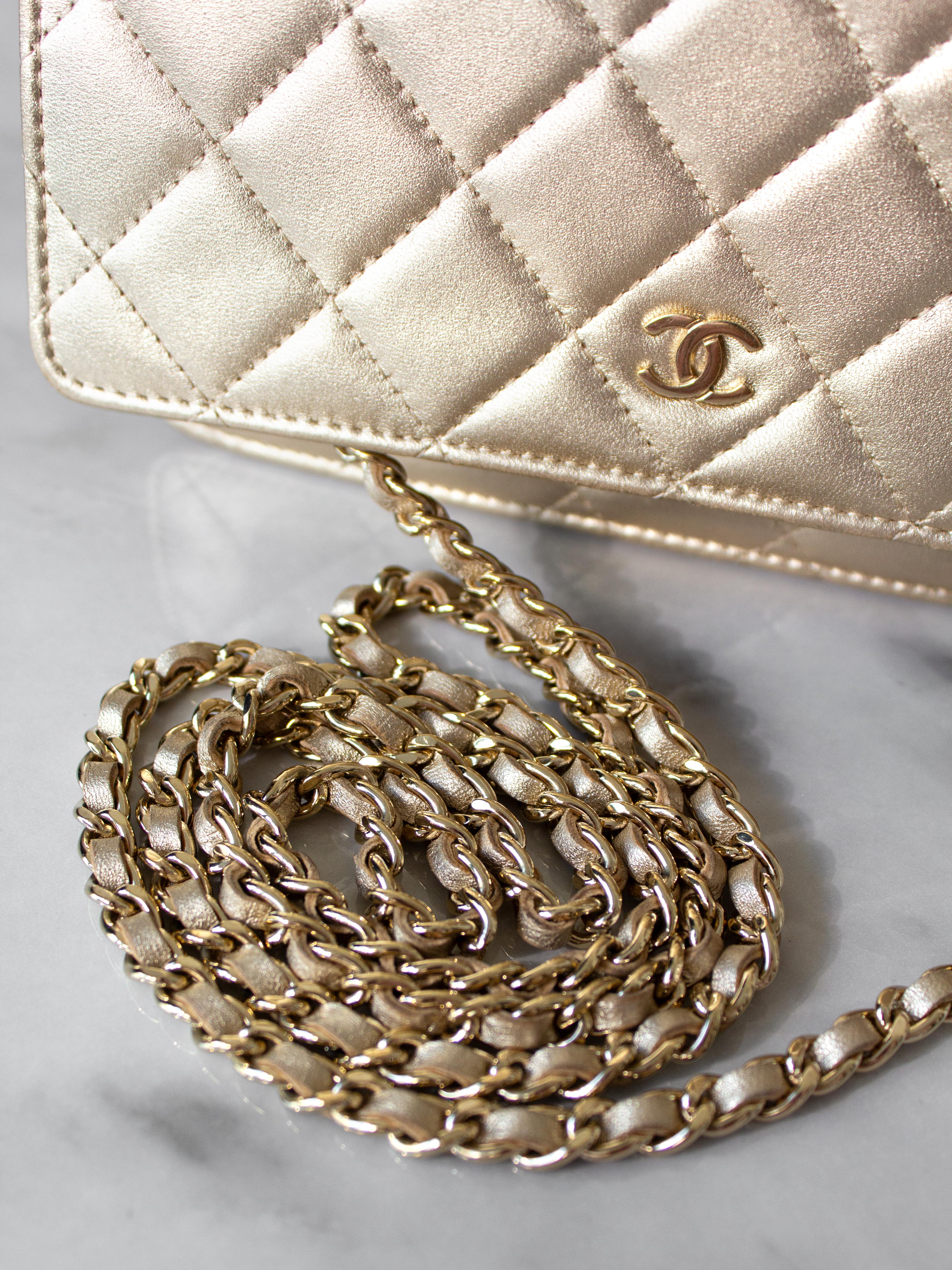 Chanel Classic Quilted Gold Lambskin CC WOC Wallet On Chain 16