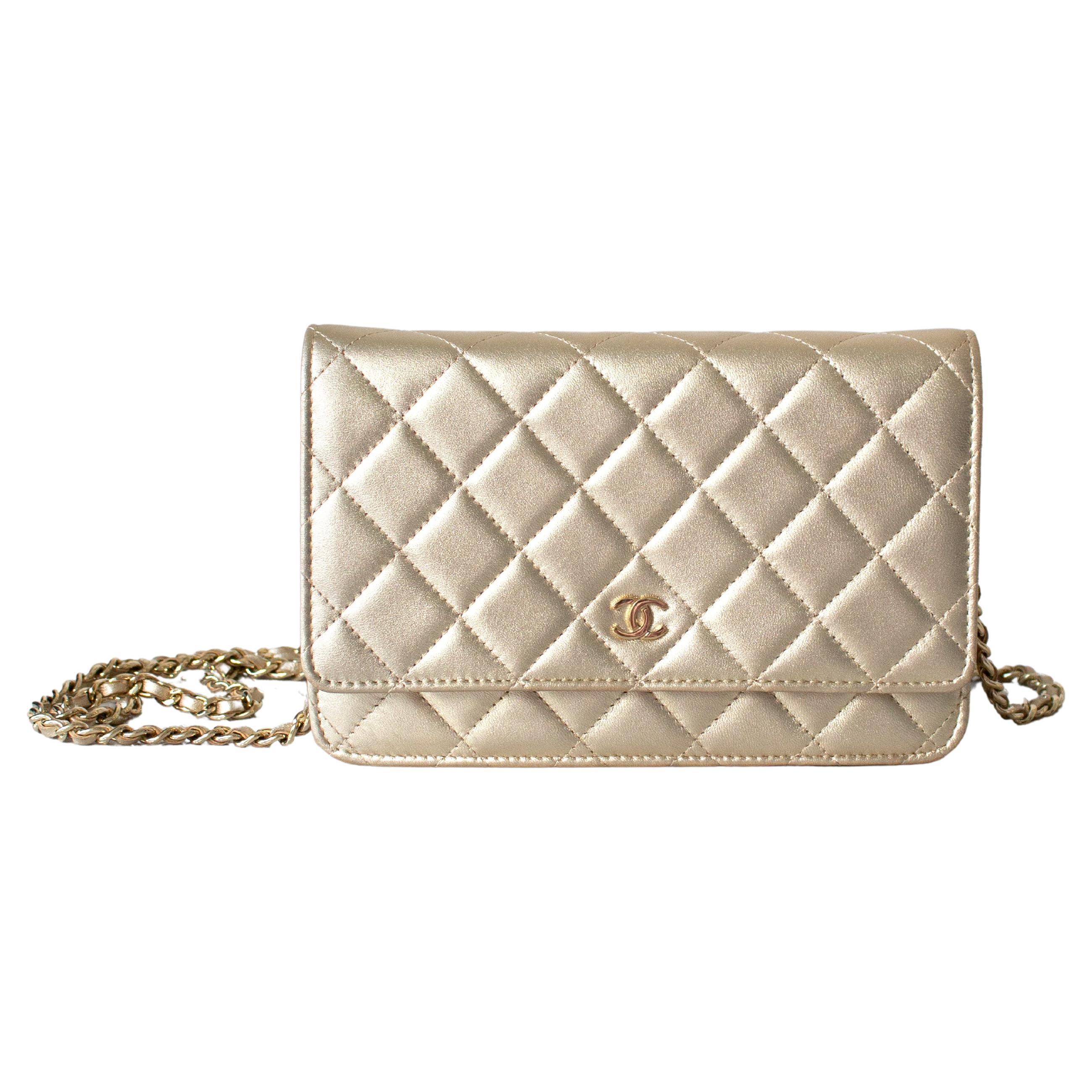 Chanel Classic Quilted Gold Lambskin CC WOC Wallet On Chain