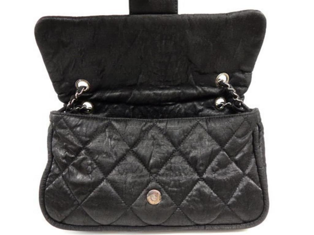 Chanel Classic Quilted Jumbo Chain Flap 232847 Black Nylon Shoulder Bag For Sale 4