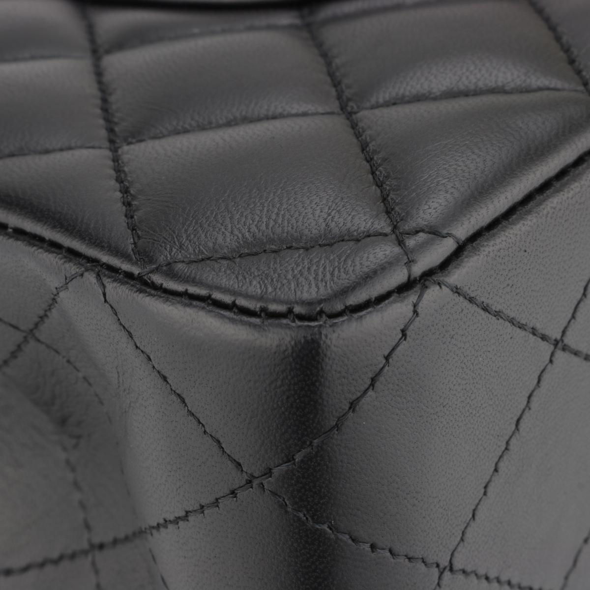 CHANEL Classic Quilted Medium Double Flap Bag Black Lambskin Gold Hardware 2012 3