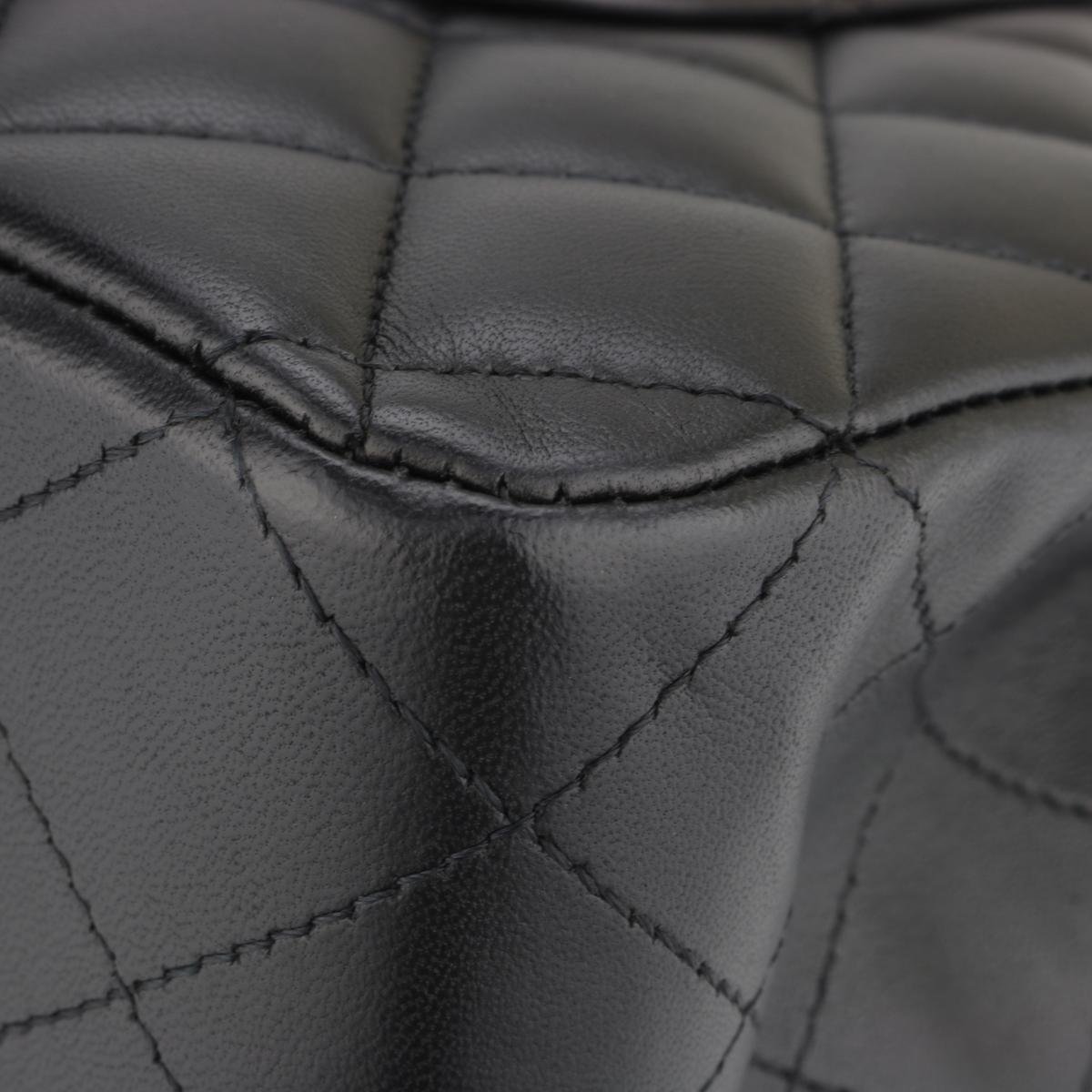 CHANEL Classic Quilted Medium Double Flap Bag Black Lambskin Gold Hardware 2012 4